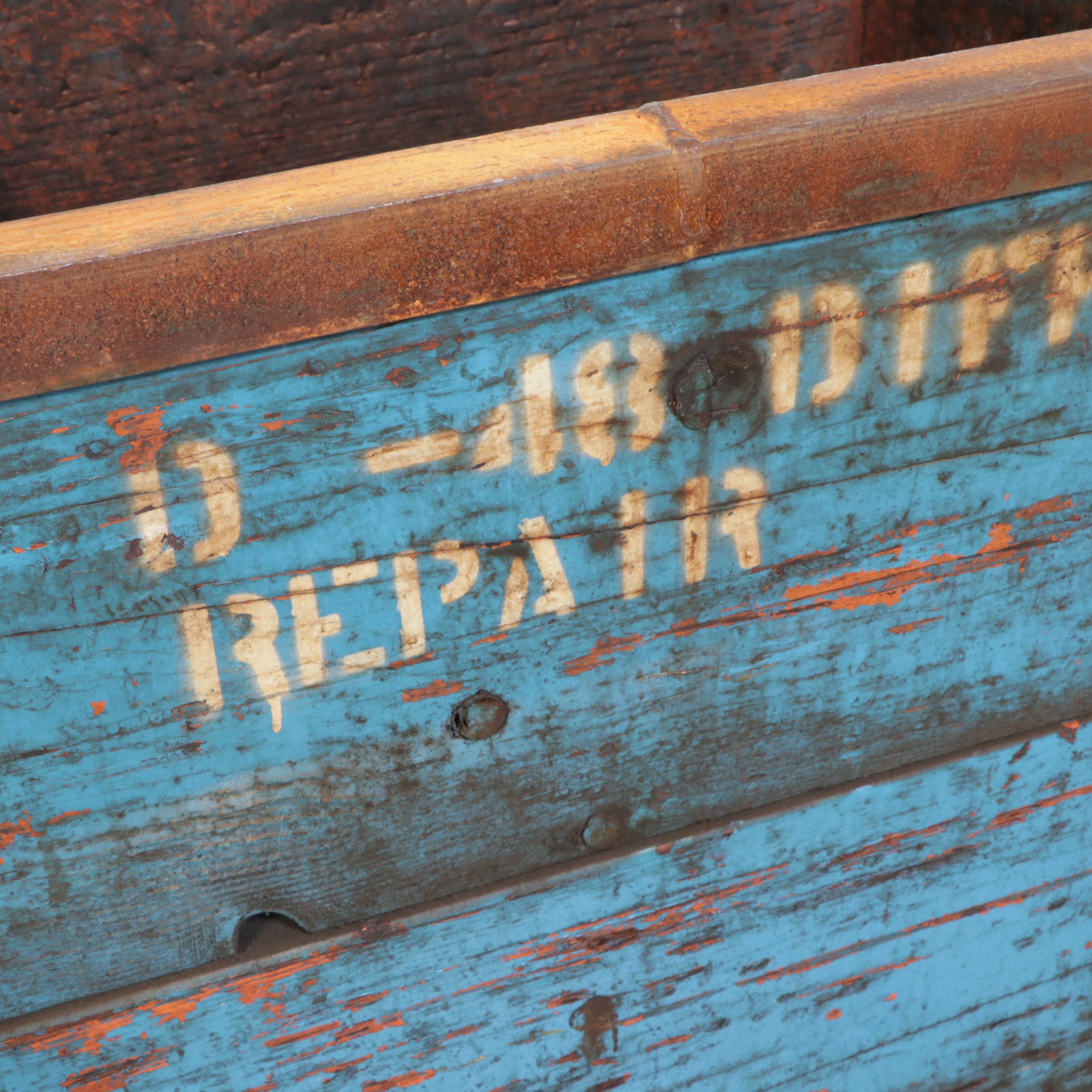 Vintage Industrial Wood and Metal Bin on Wheels, 20th Century