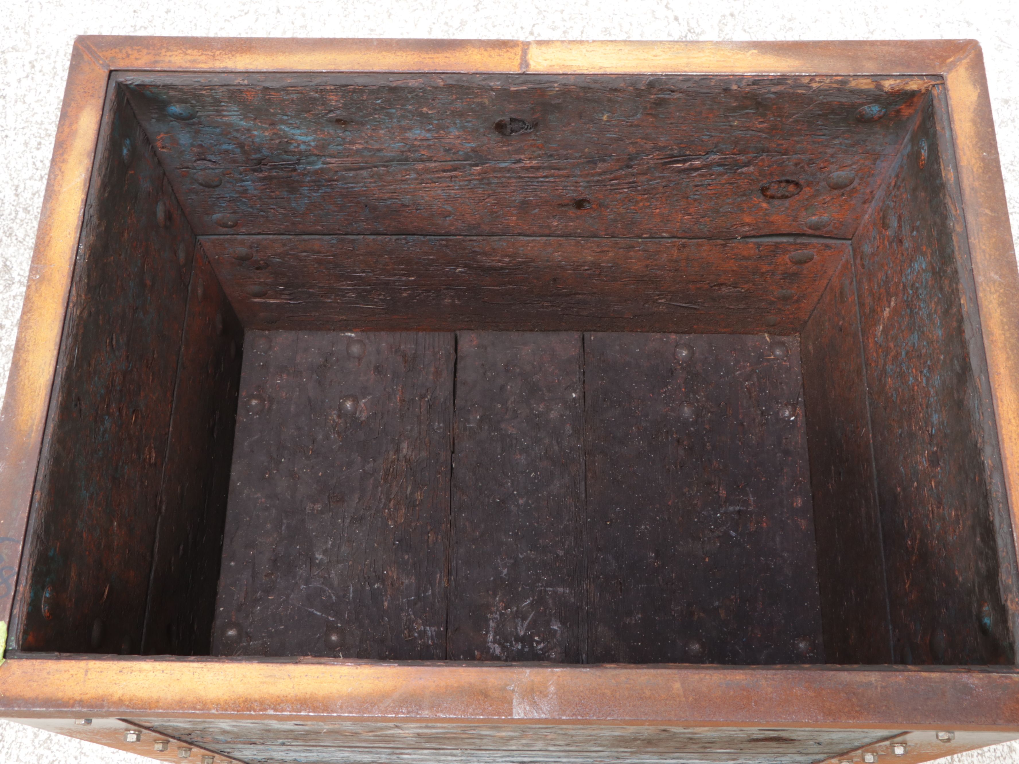Vintage Industrial Wood and Metal Bin on Wheels, 20th Century
