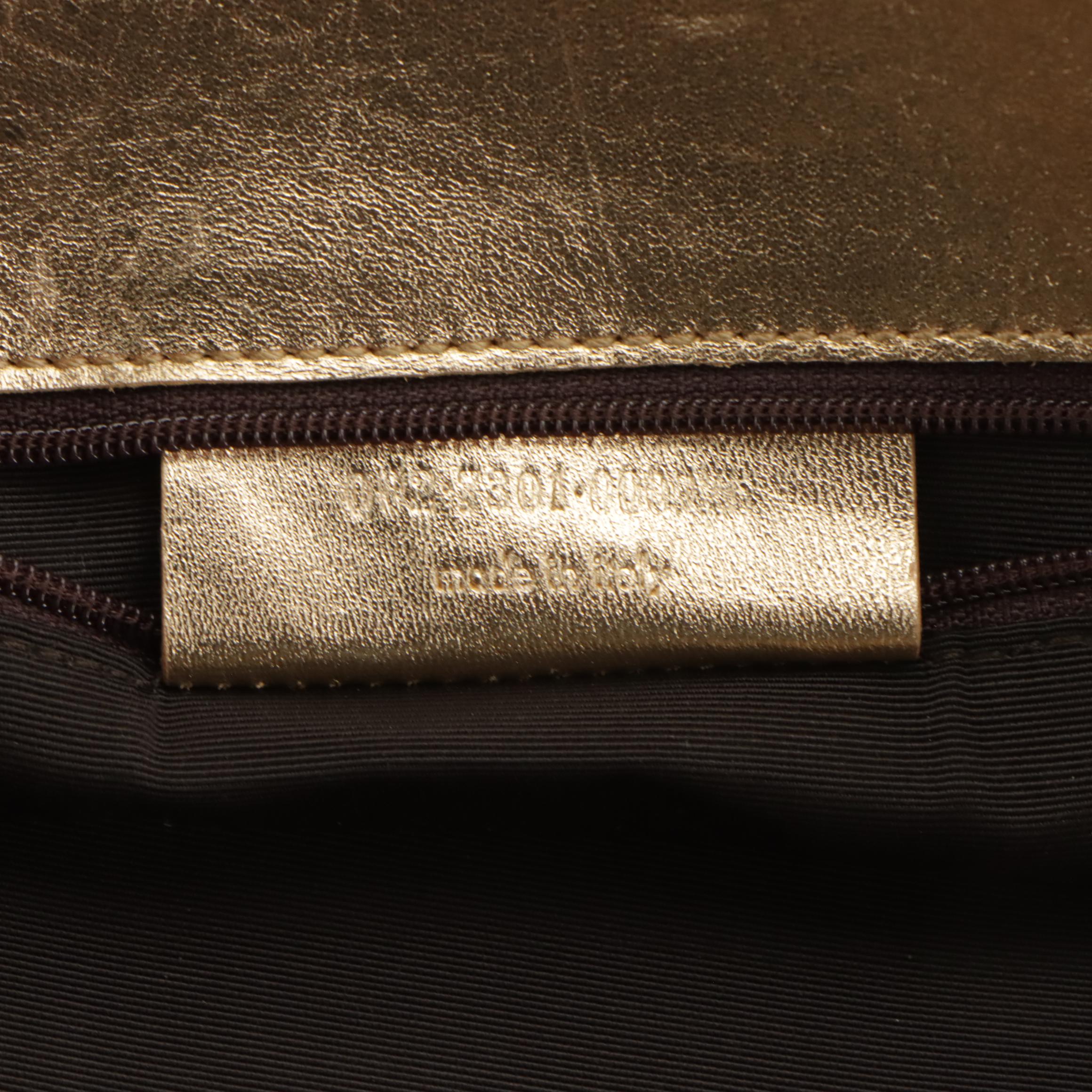 Yves Saint Laurent Y Shoulder Tote in Quilted Gold Metallic Leather