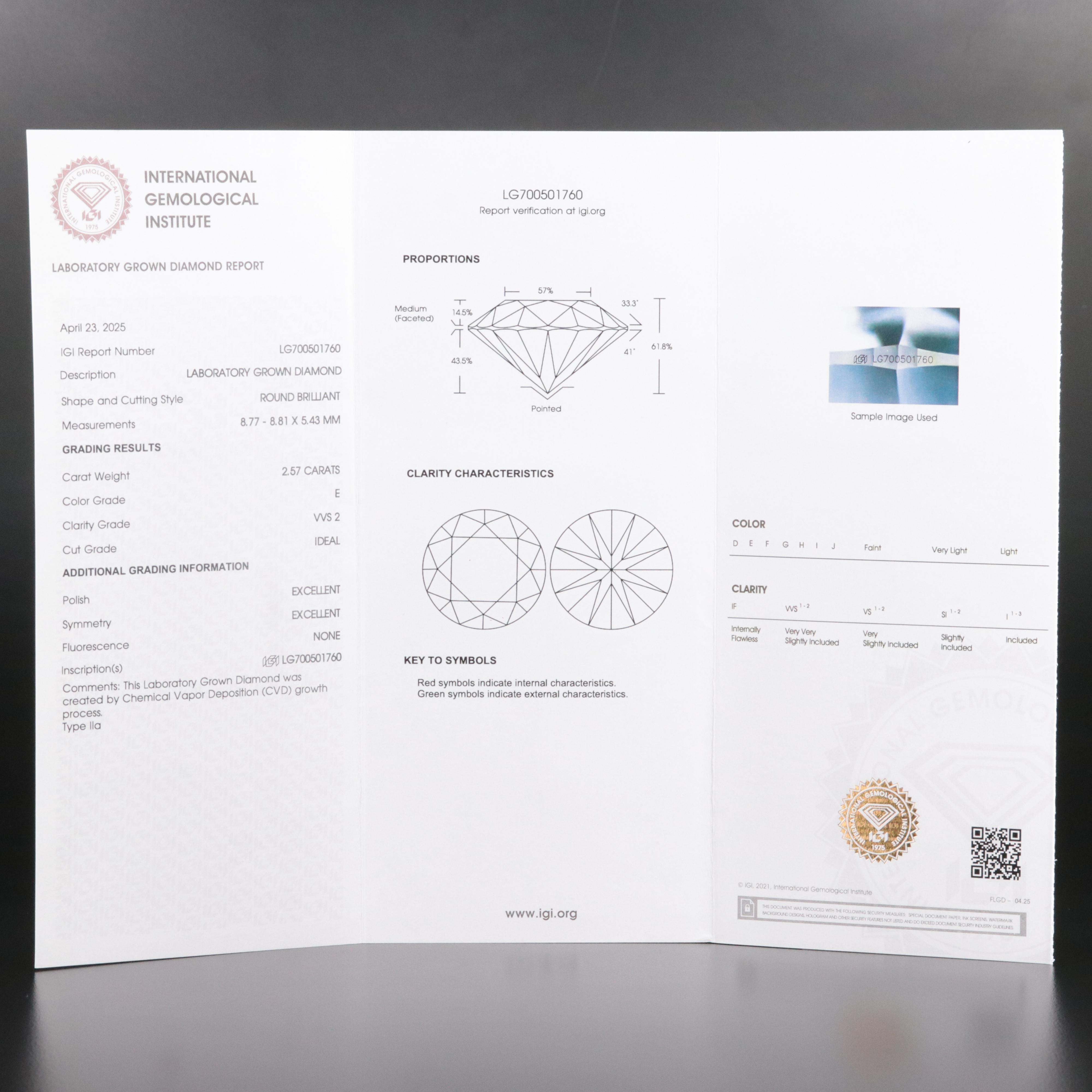 Platinum 5.16 CTW Lab Grown Diamond Stud Earrings with IGI Reports