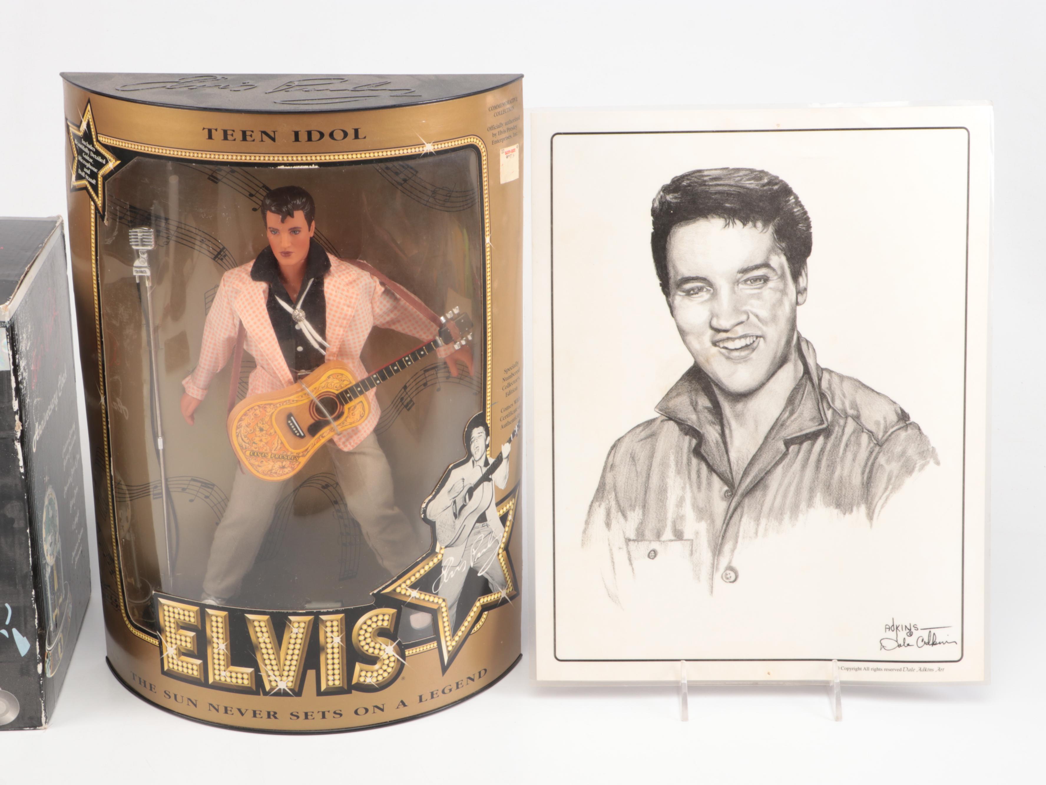 Teen Idol Elvis Doll with Other Elvis Memorabilia