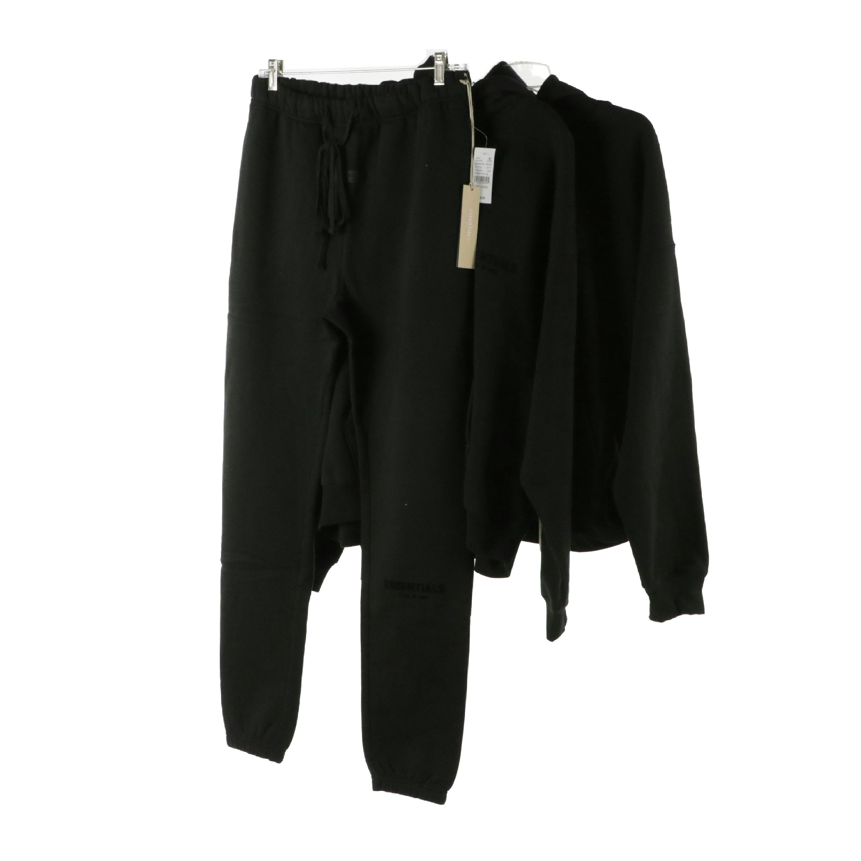 Men's Essentials Fear of God Classic Black Cotton Sweatsuit & Hoodie, With Tags