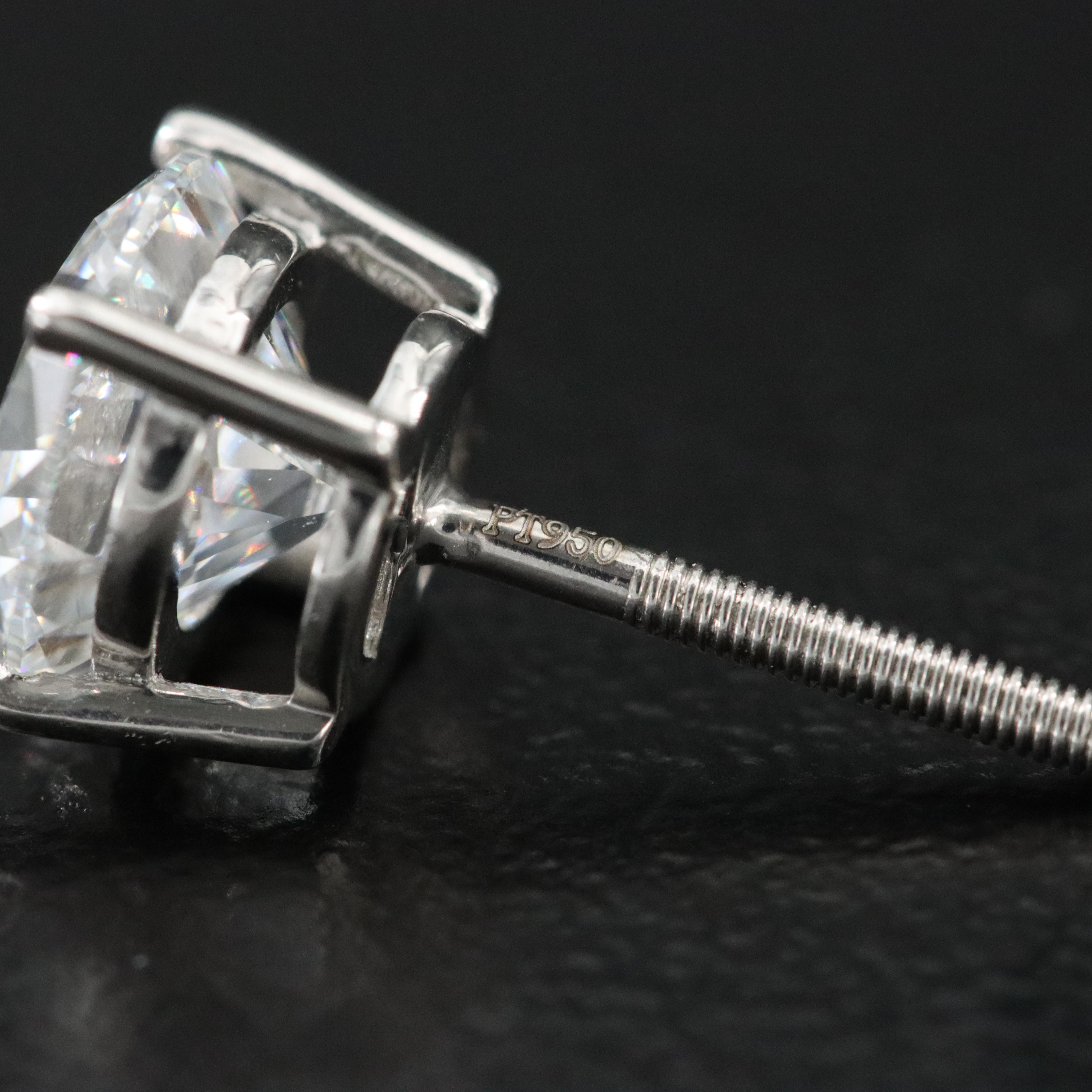 Platinum 3.53 CTW Lab Grown Diamond Stud Earrings with IGI Reports