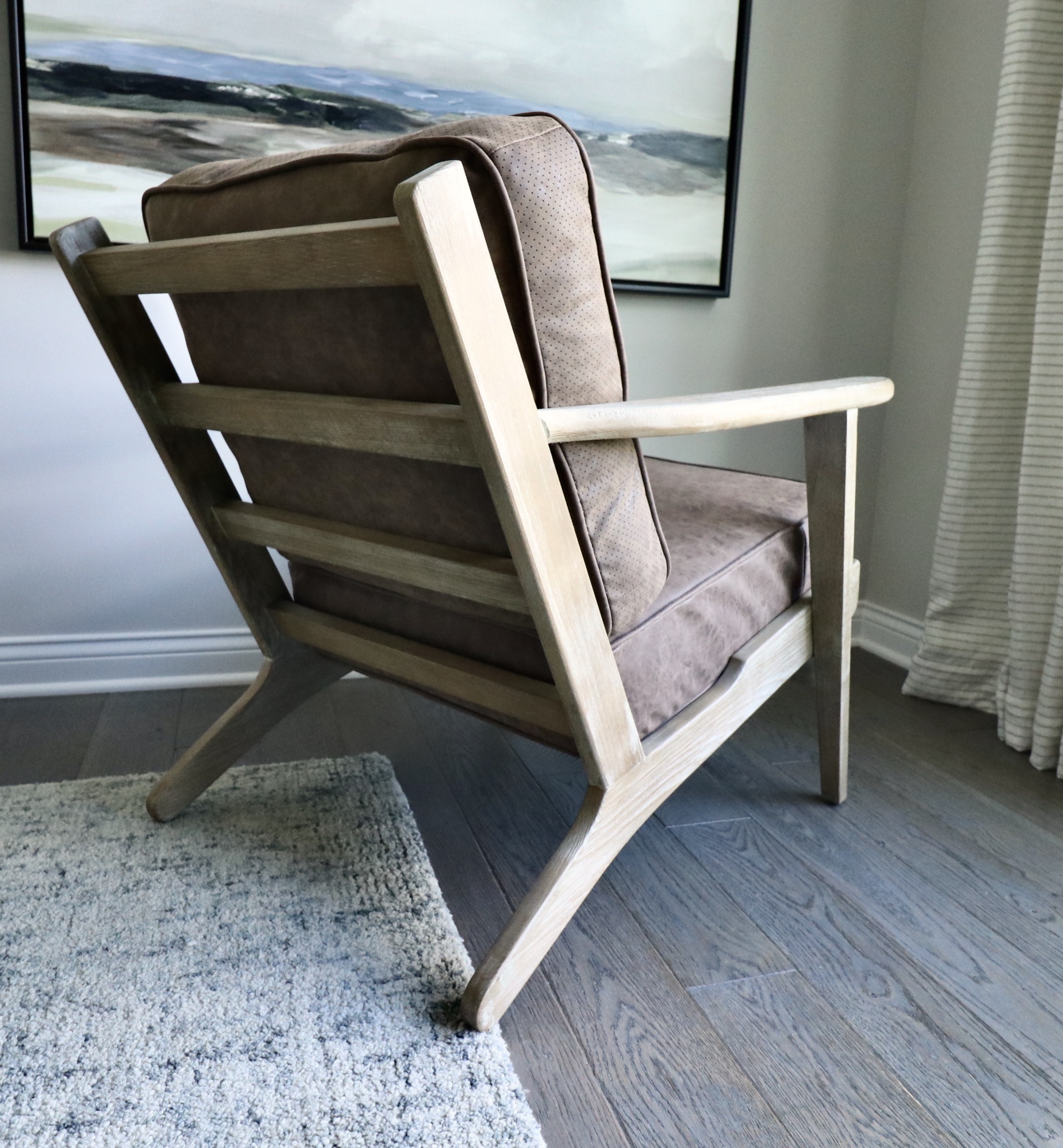 Alpine Furniture "Artica" Mid Century Modern Style Leather Armchair