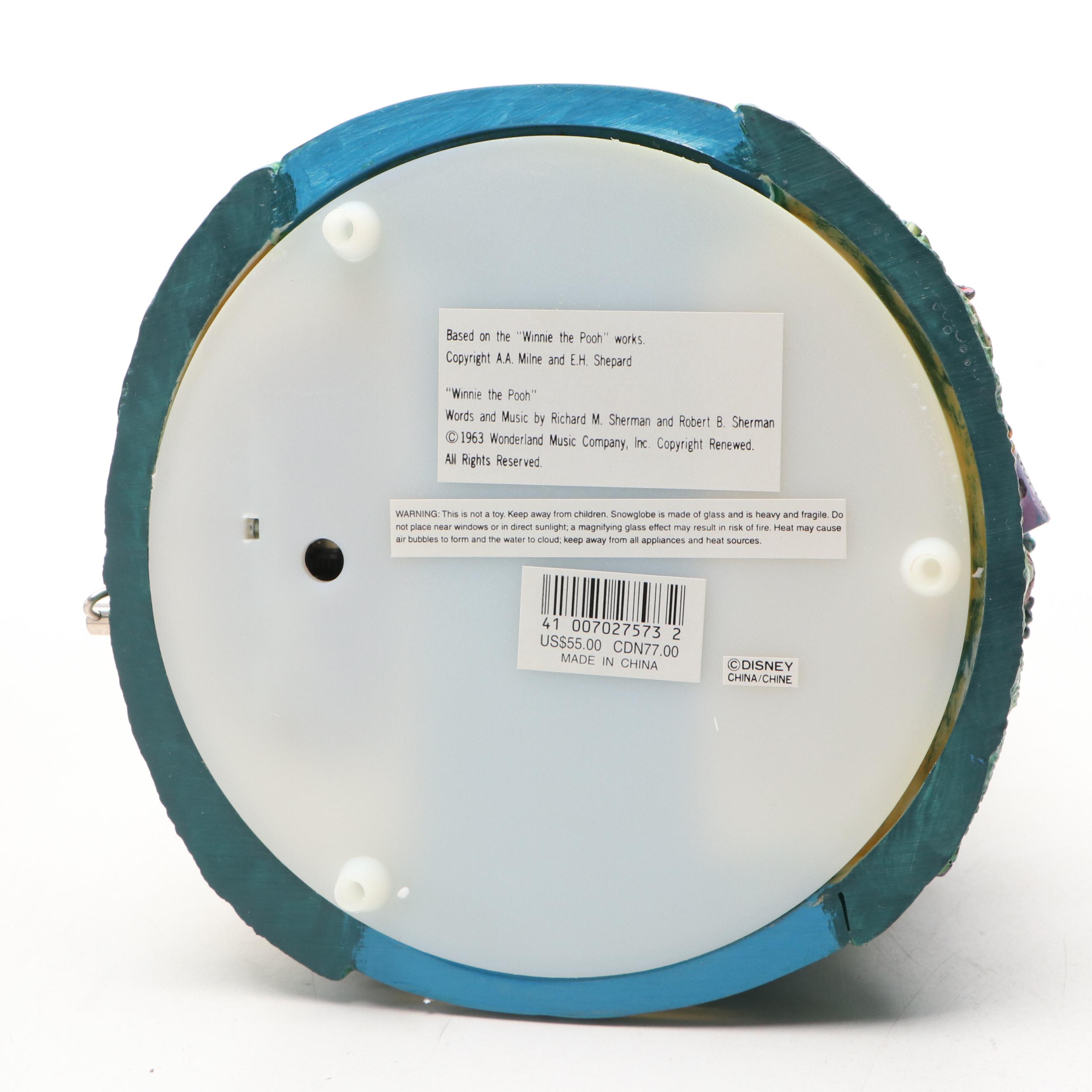 Disney's Winnie the Pooh "Sticks" Snow Globe Music Box