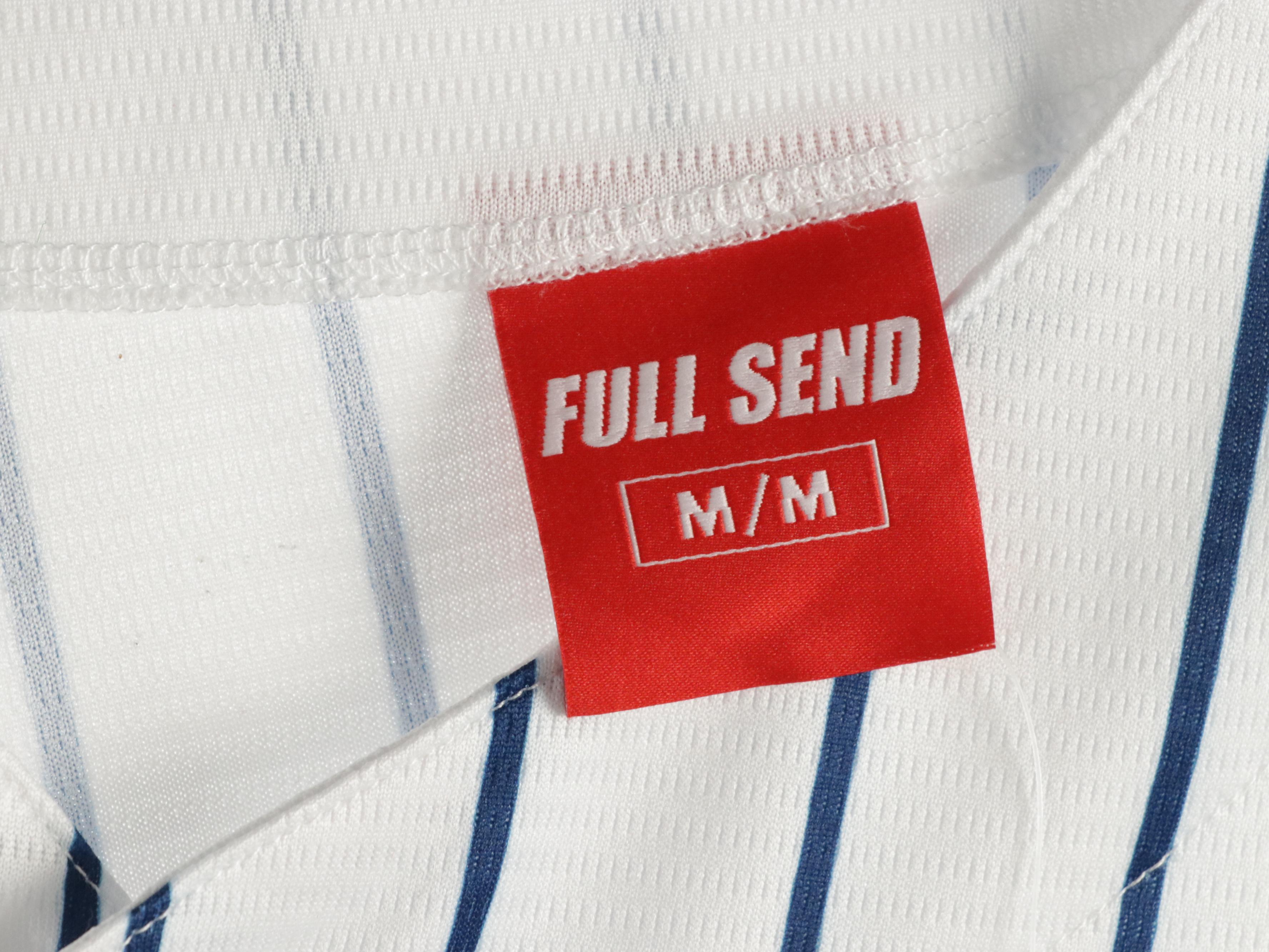 Men's Full Send Red Cotton Logo Hoodie, Baseball Jersey, T-Shirt and Jeans