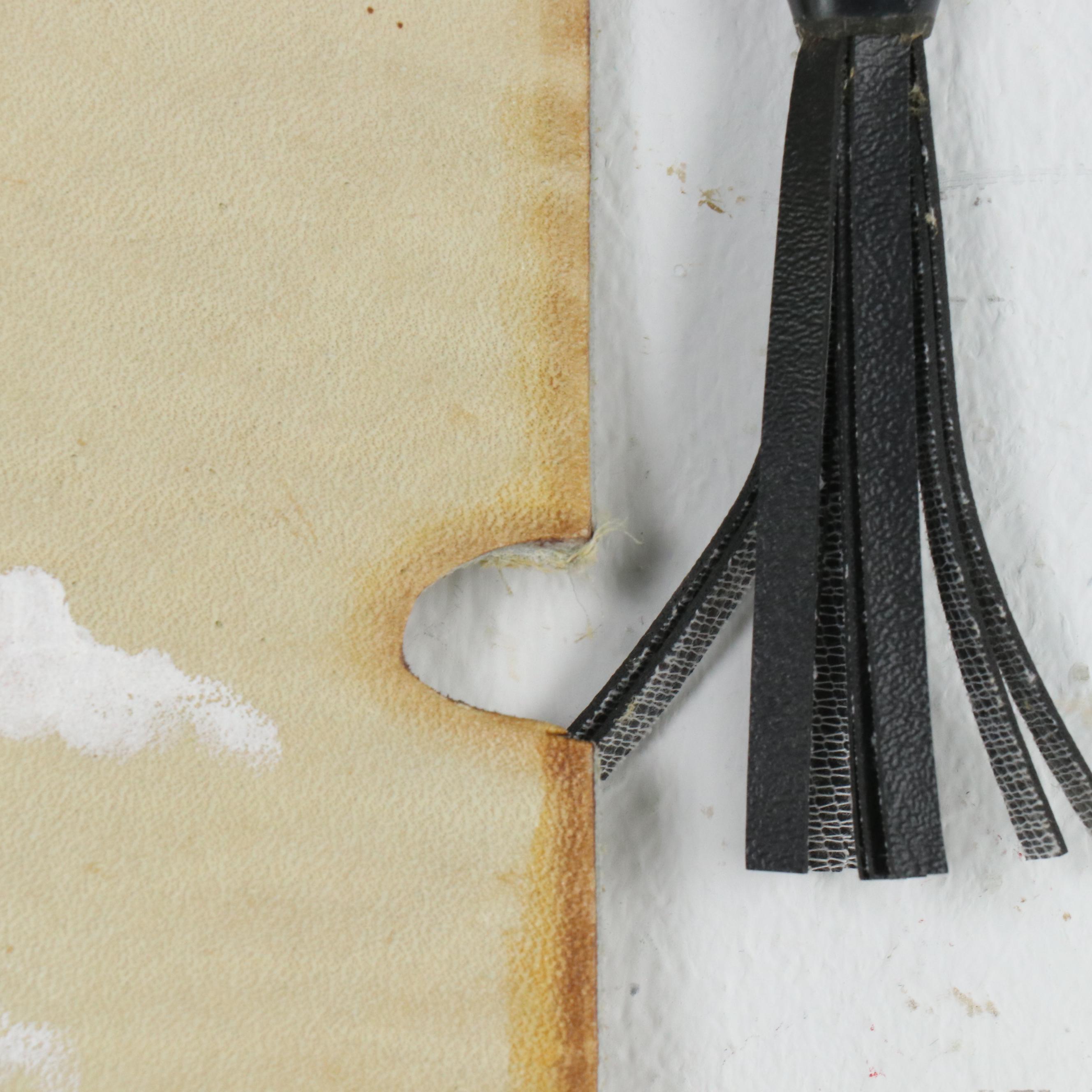 Hand-Painted Embossed Leather Wall Hanging of Figure on Horseback