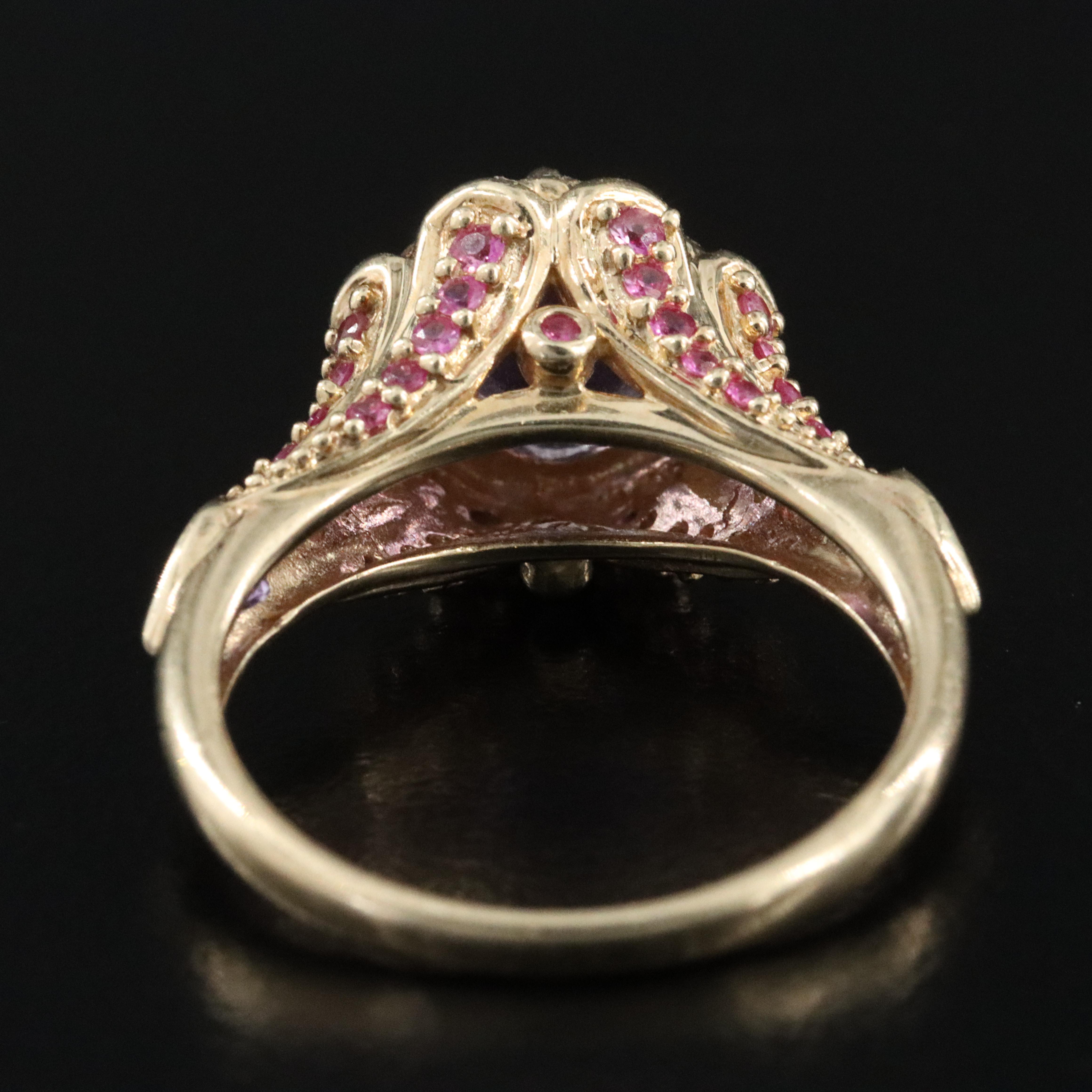 10K Amethyst, Ruby and Diamond Ring