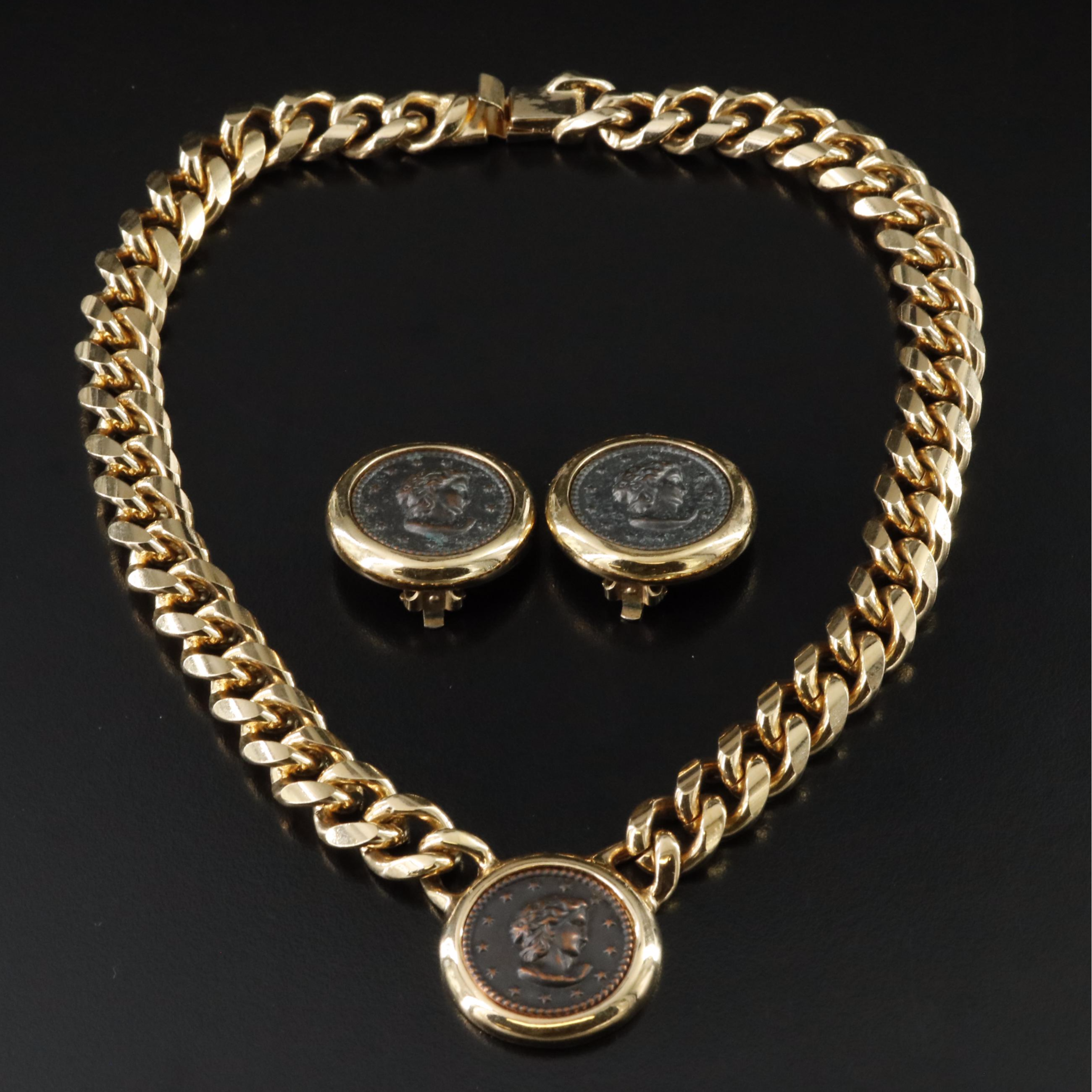 Replica Coin Necklace and Earrings