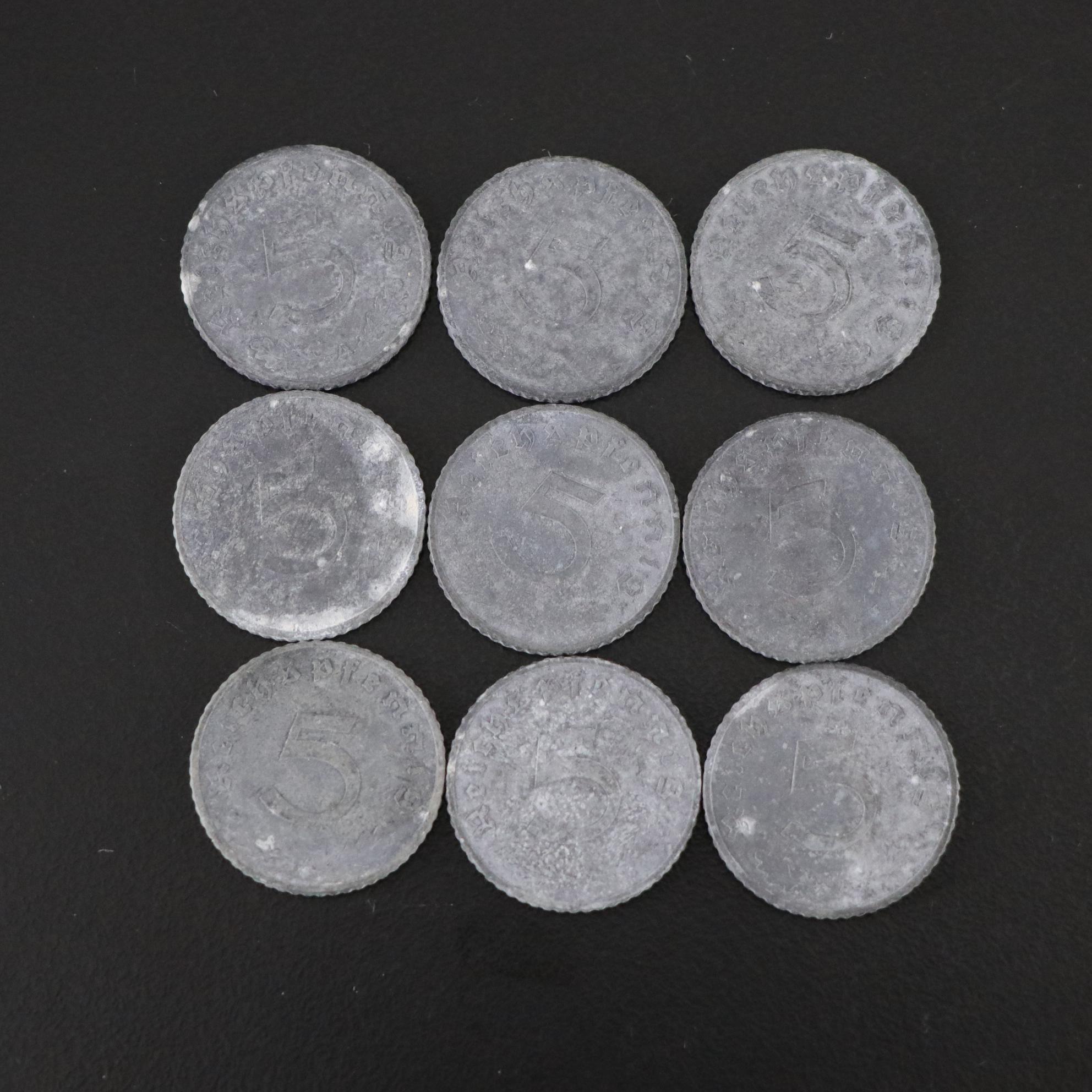 World War II Era European Zinc and Aluminum Coins