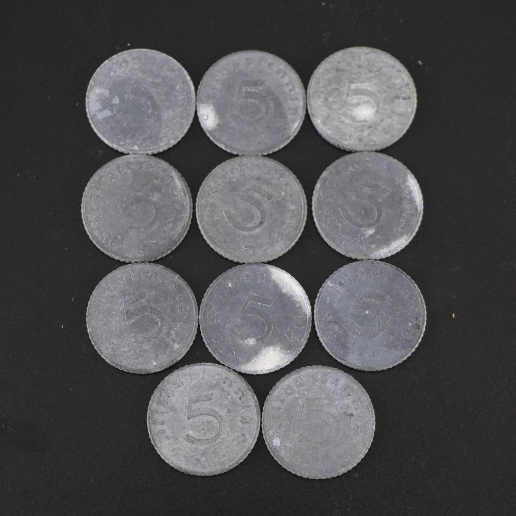 World War II Era European Zinc and Aluminum Coins