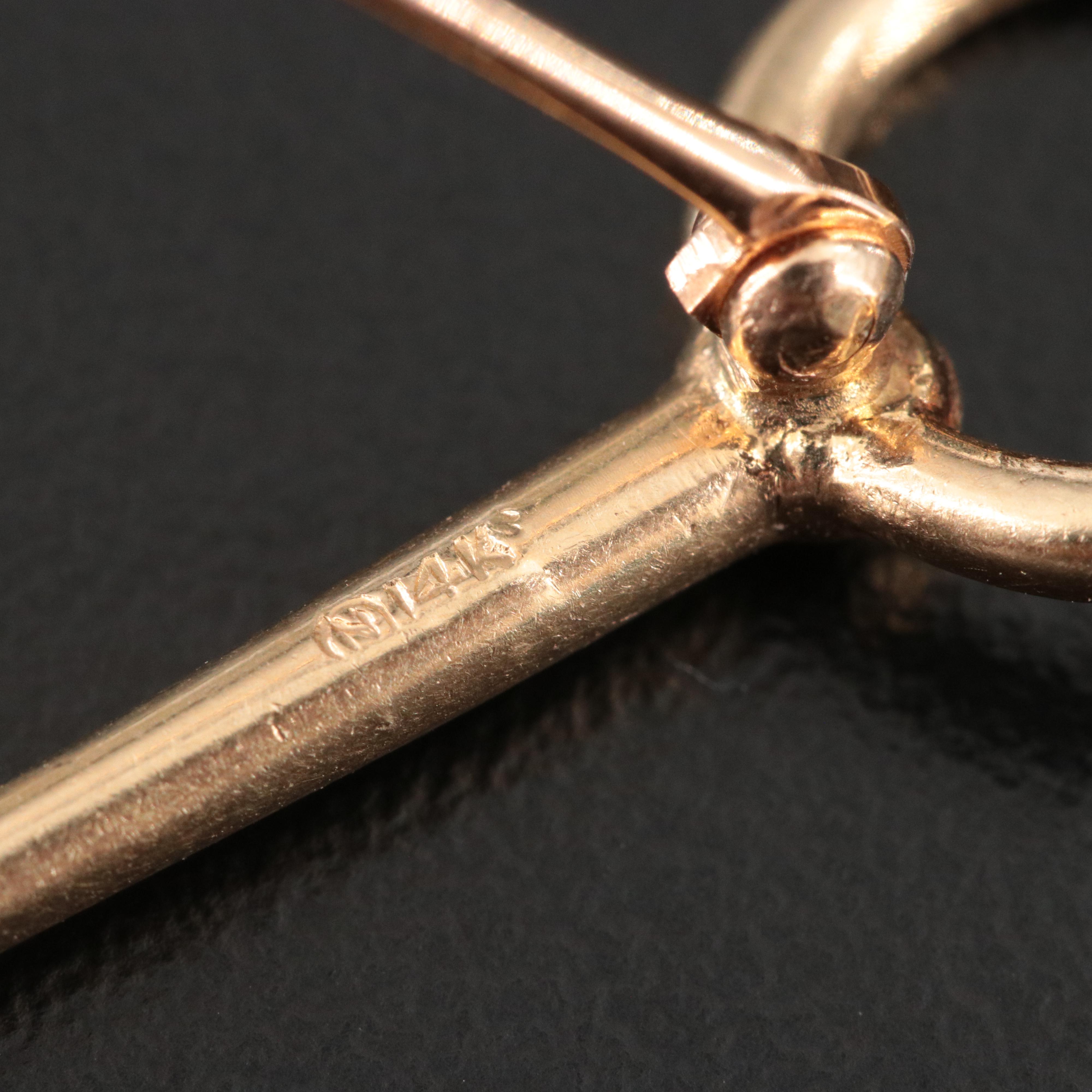 14K Horse Bit Brooch