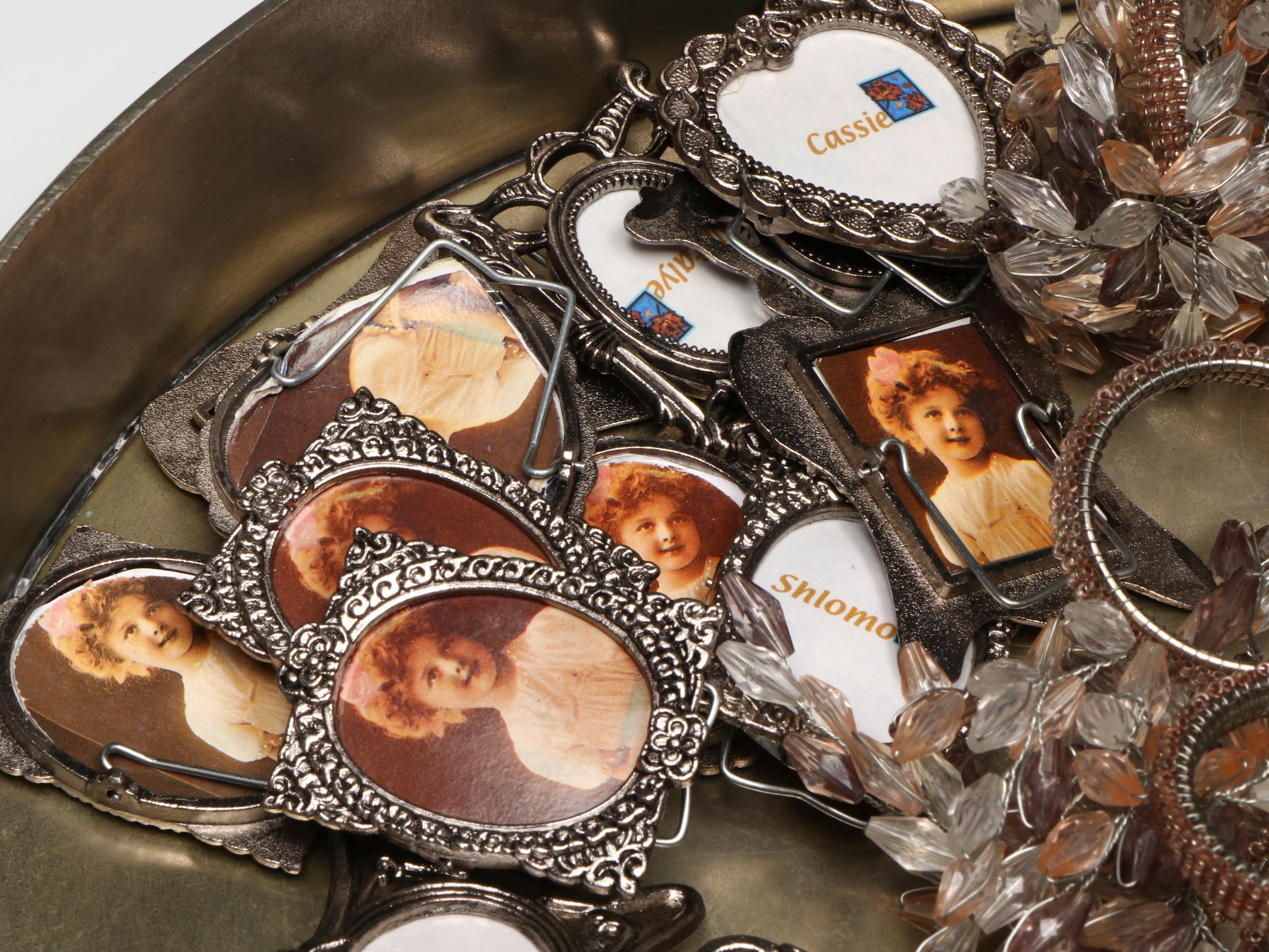 Fostoria and Other Napkin Rings with Mother-of-Pearl Bowls and Décor