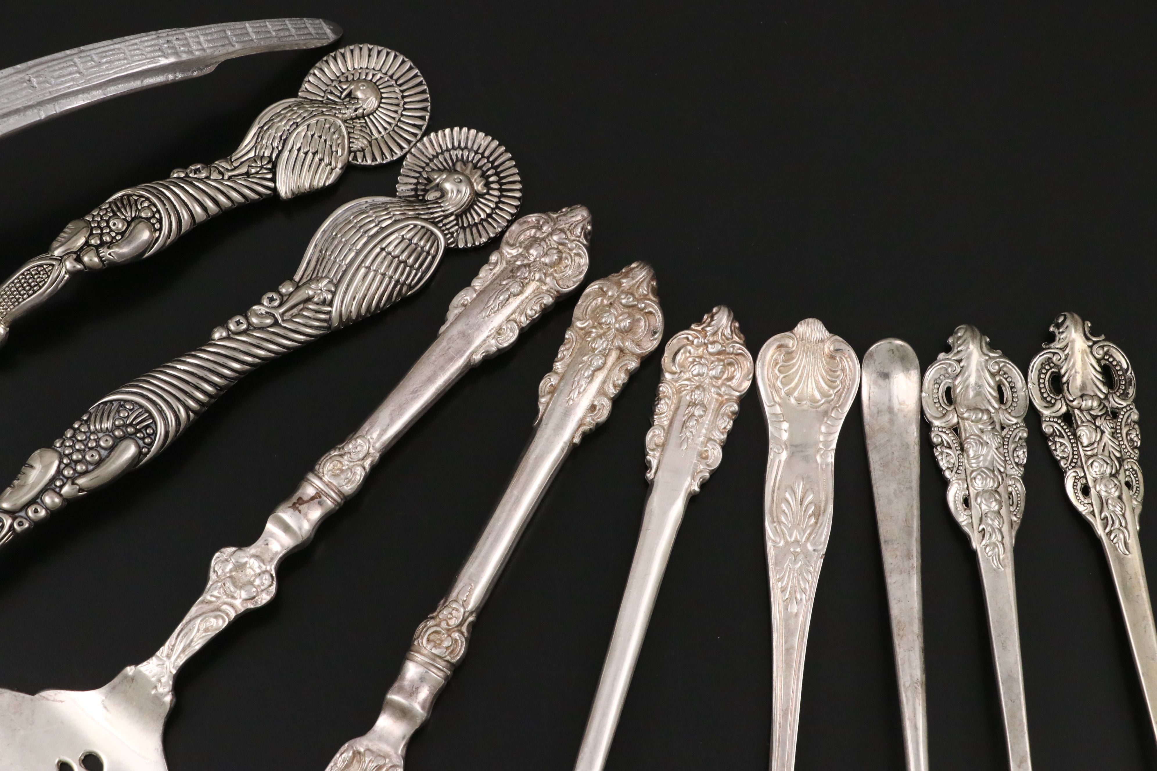 Mother-of-Pearl Serving Spoon and Other Ornate Serving Utensils