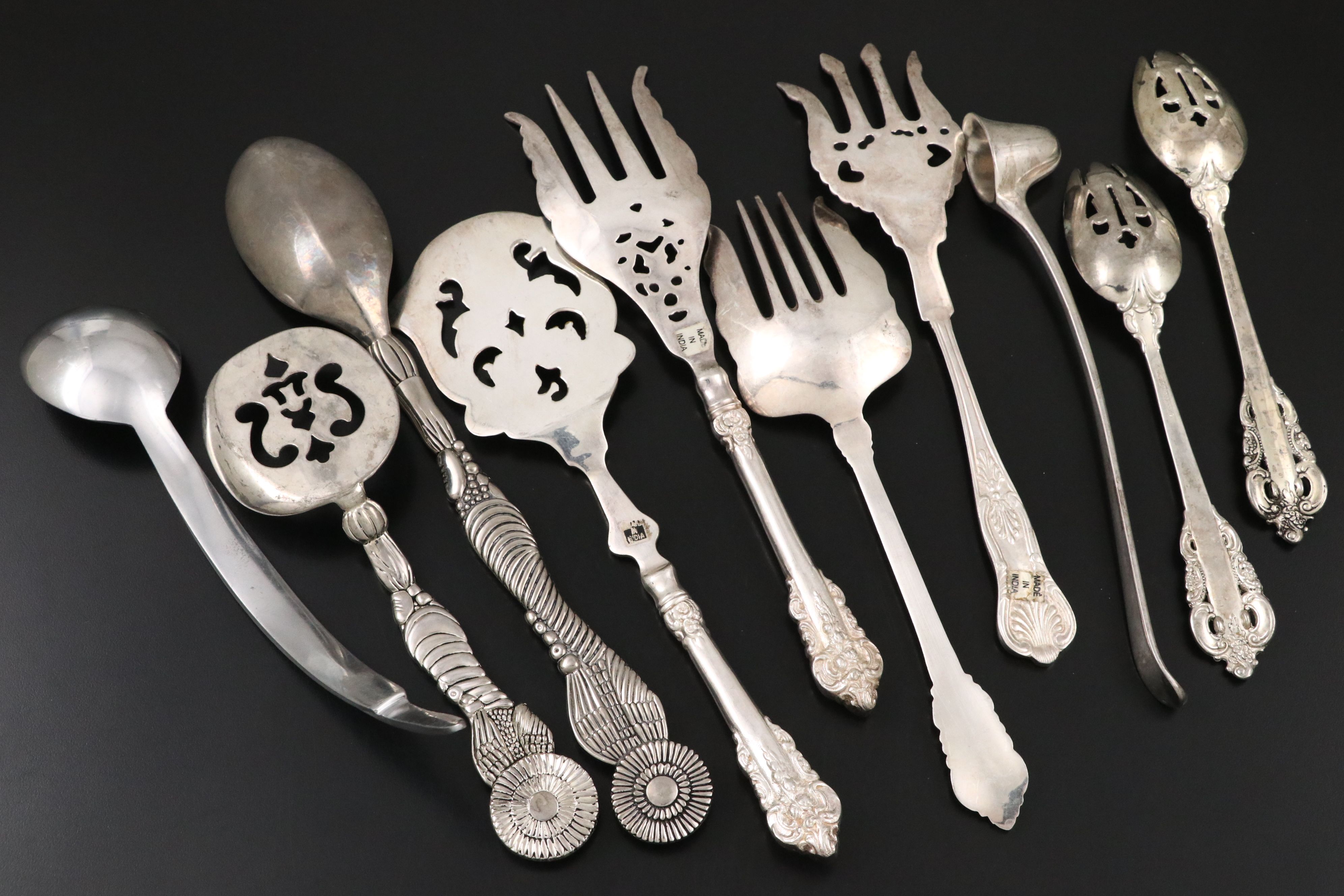 Mother-of-Pearl Serving Spoon and Other Ornate Serving Utensils
