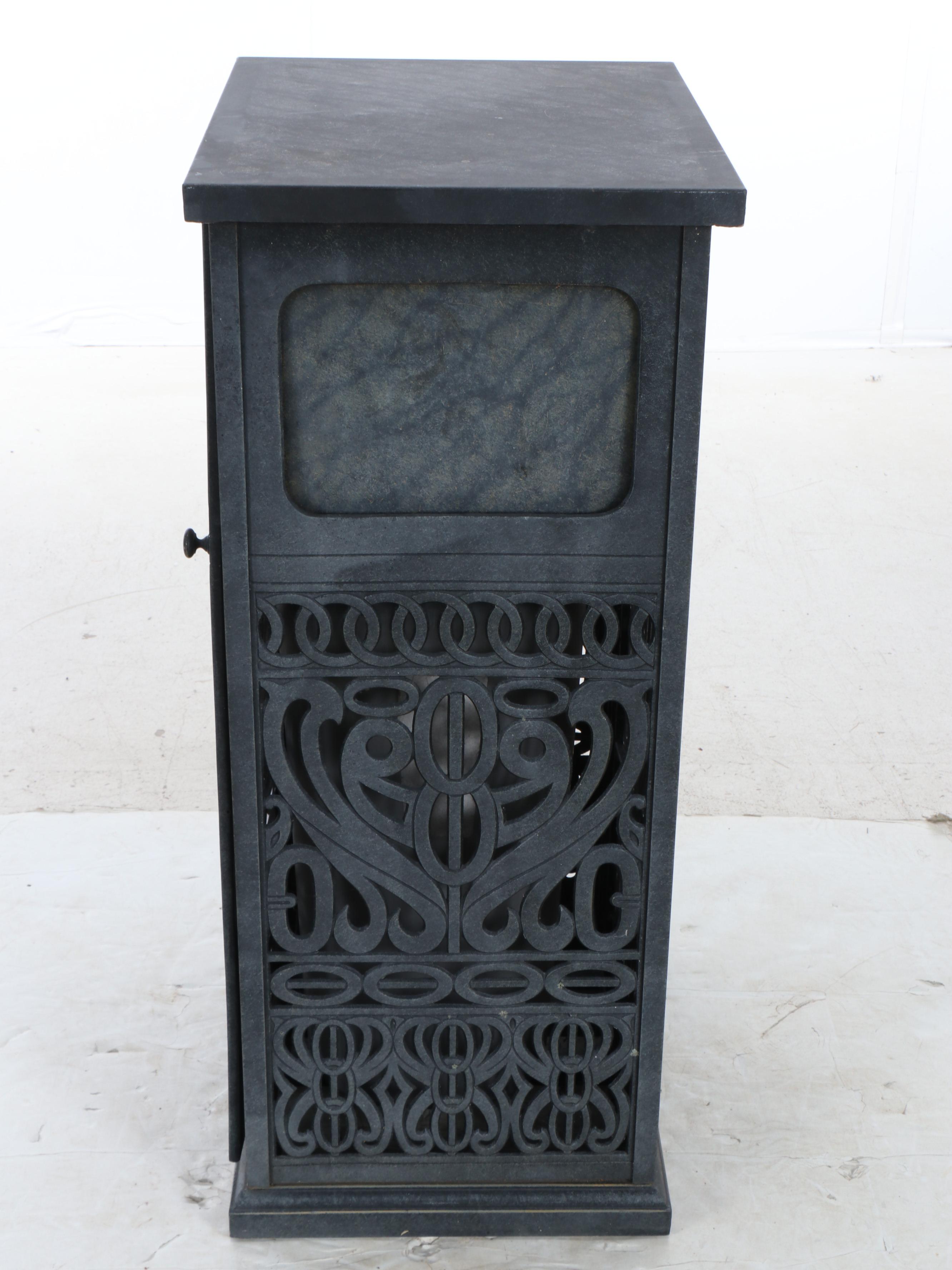 Cast Metal Decorative Covered Outdoor Trash Can