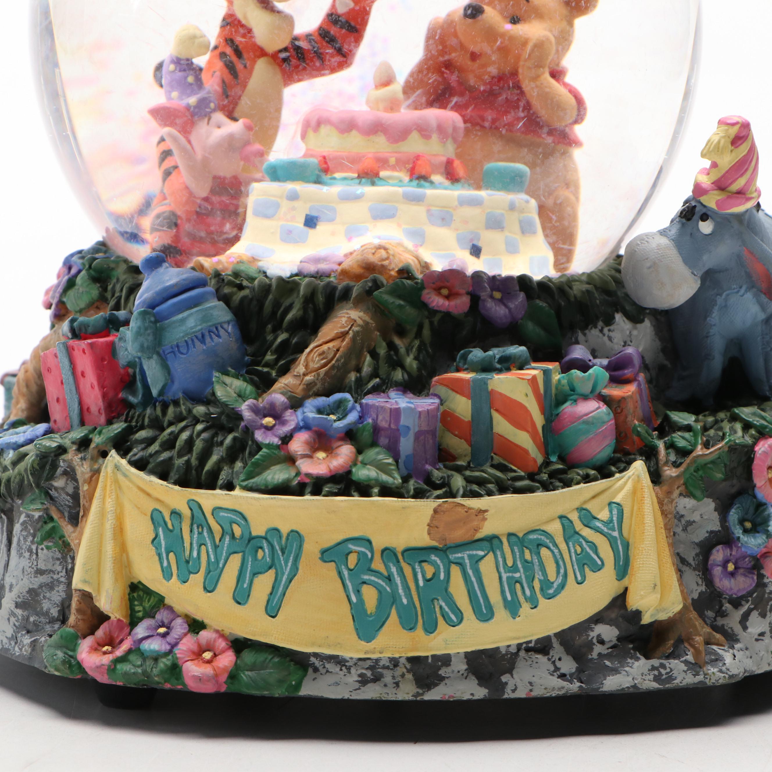 Disney's Winnie the Pooh "Pooh's Birthday" Snow Globe Music Box