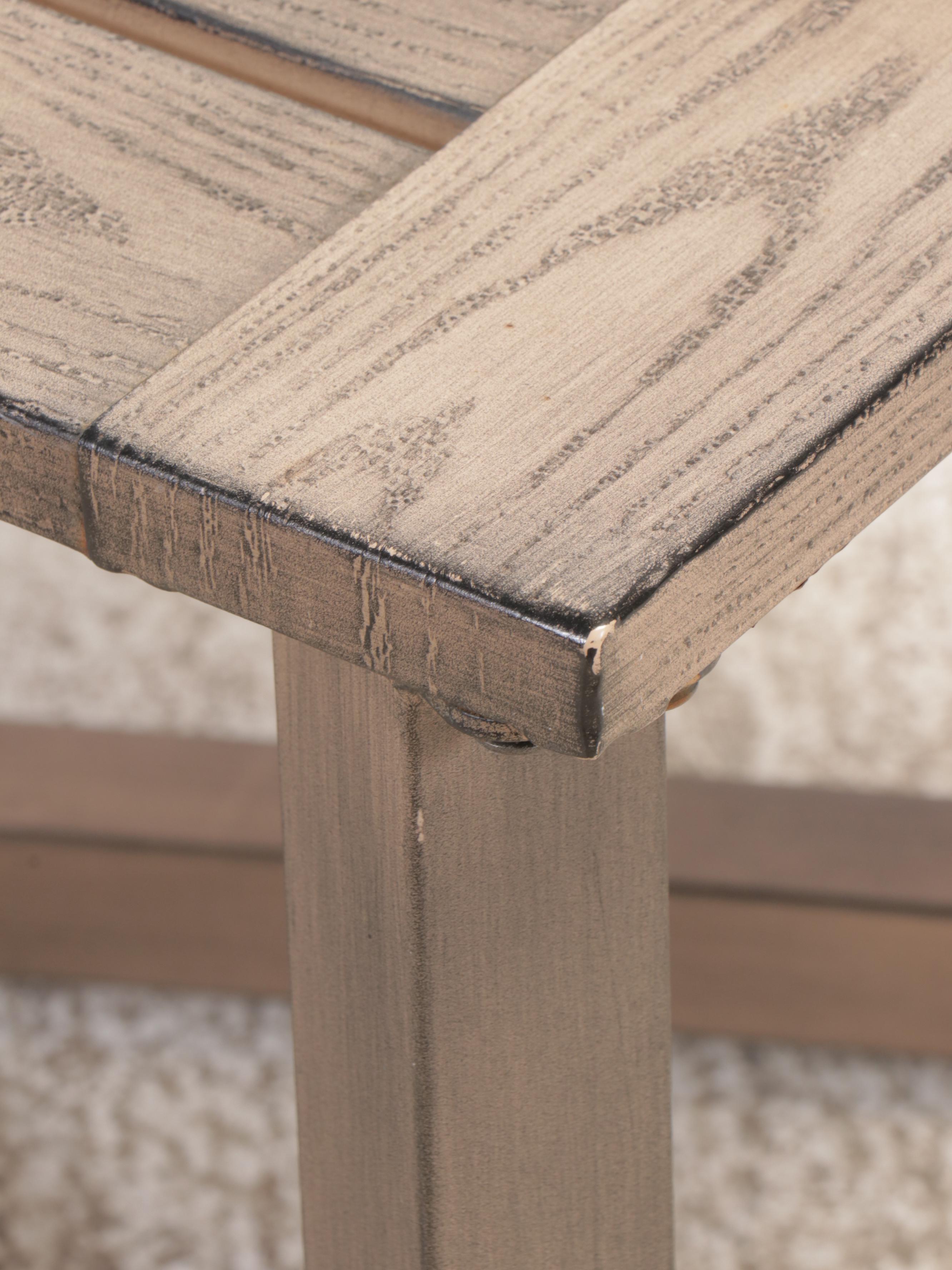 Wood-Grain Metal Patio Coffee Table