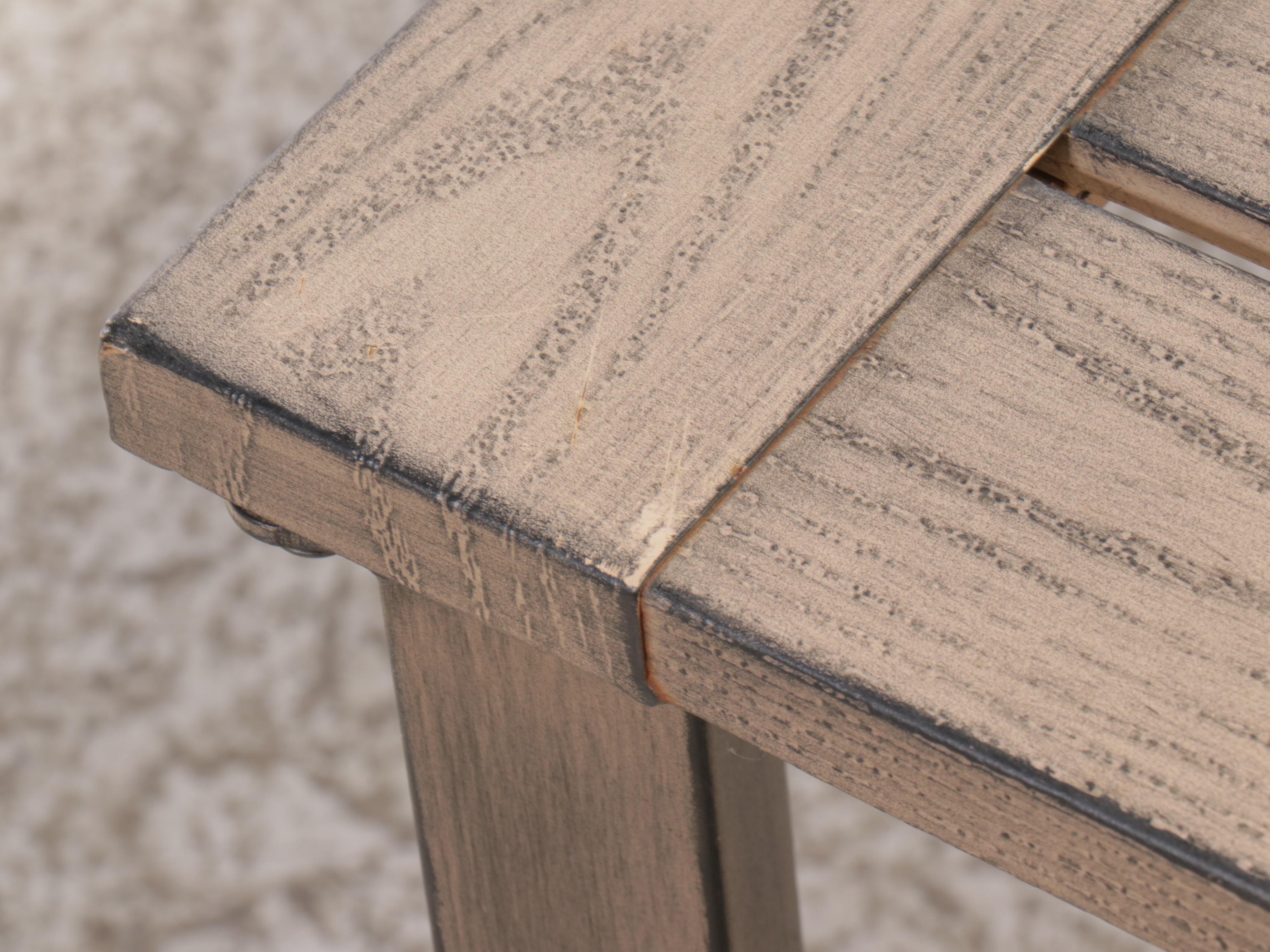 Wood-Grain Metal Patio Coffee Table