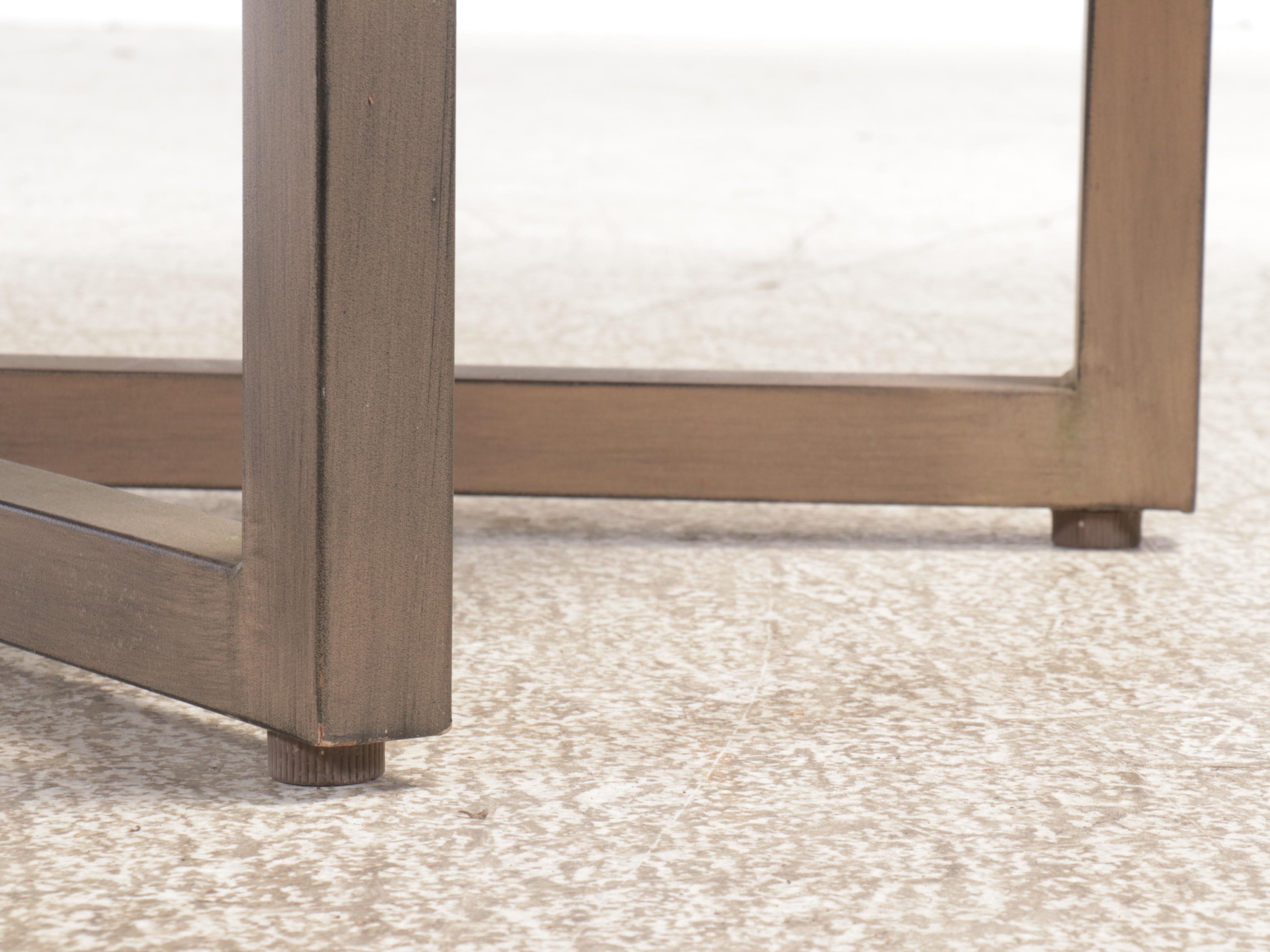 Wood-Grain Metal Patio Coffee Table