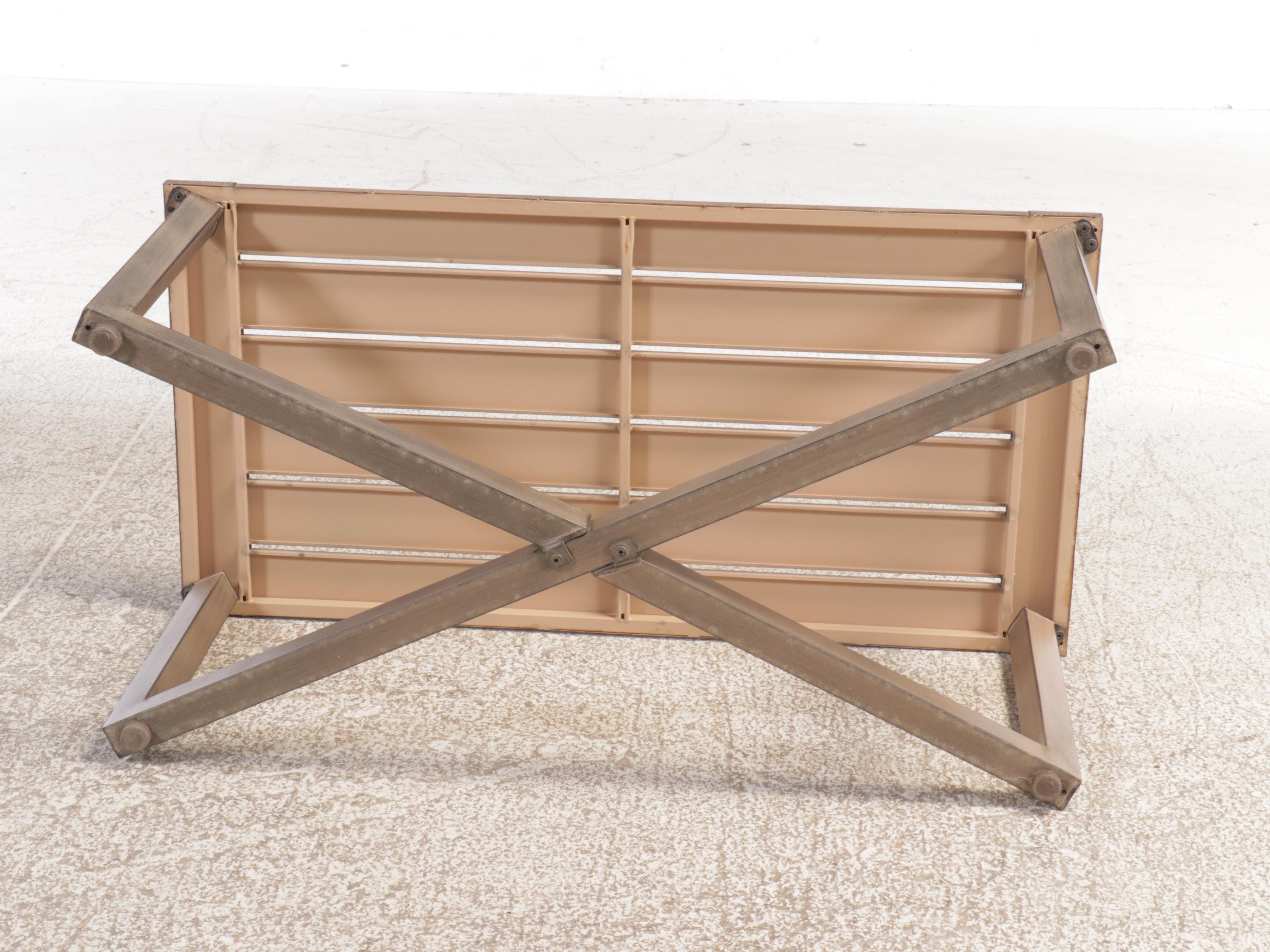 Wood-Grain Metal Patio Coffee Table