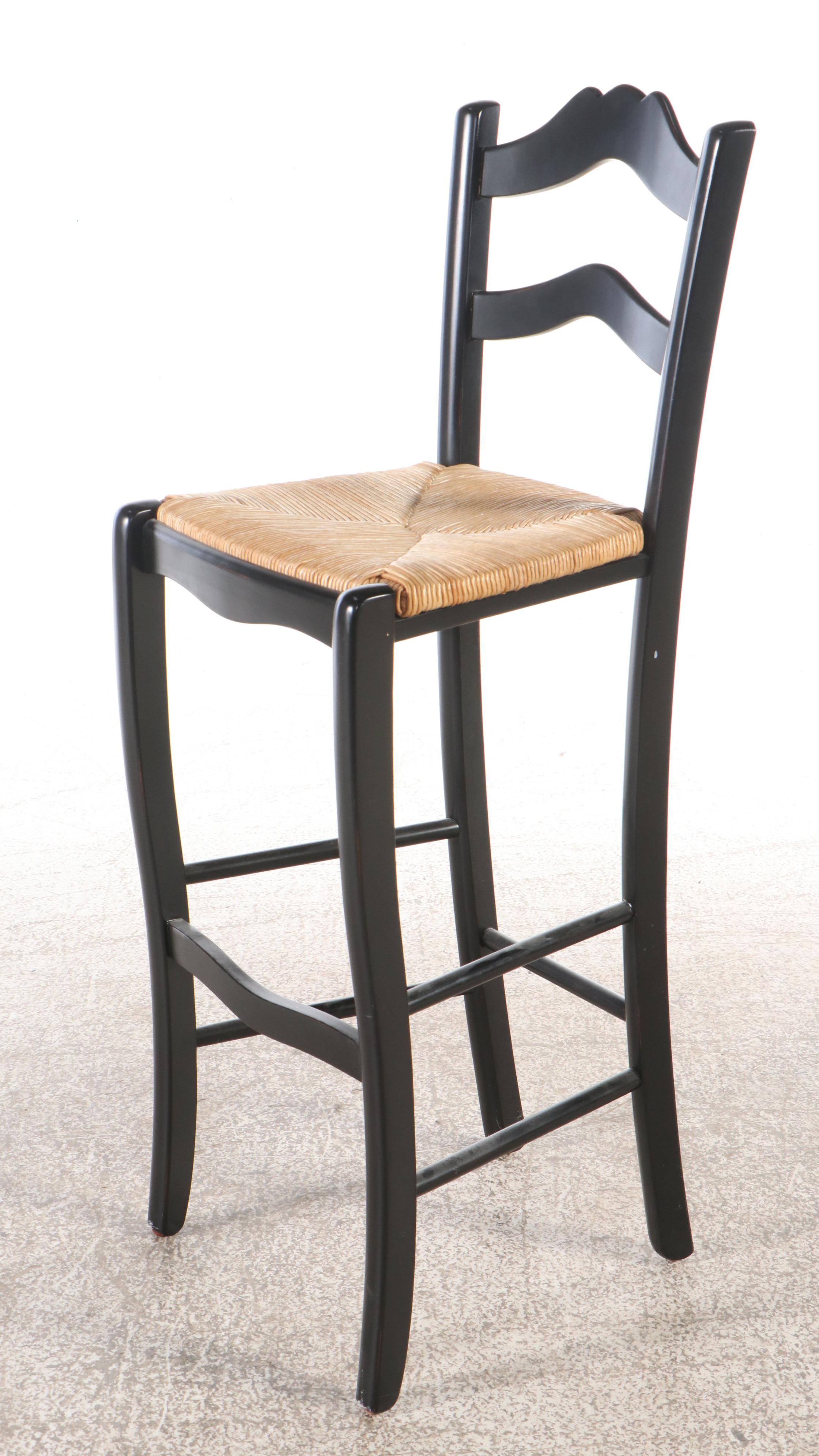 Pair of Contemporary Painted Barstools with Rush Seats