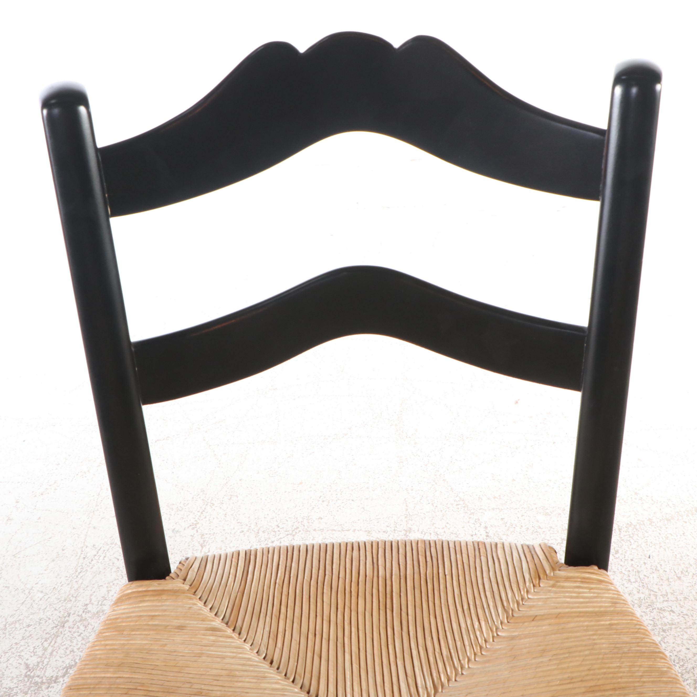 Pair of Contemporary Painted Barstools with Rush Seats