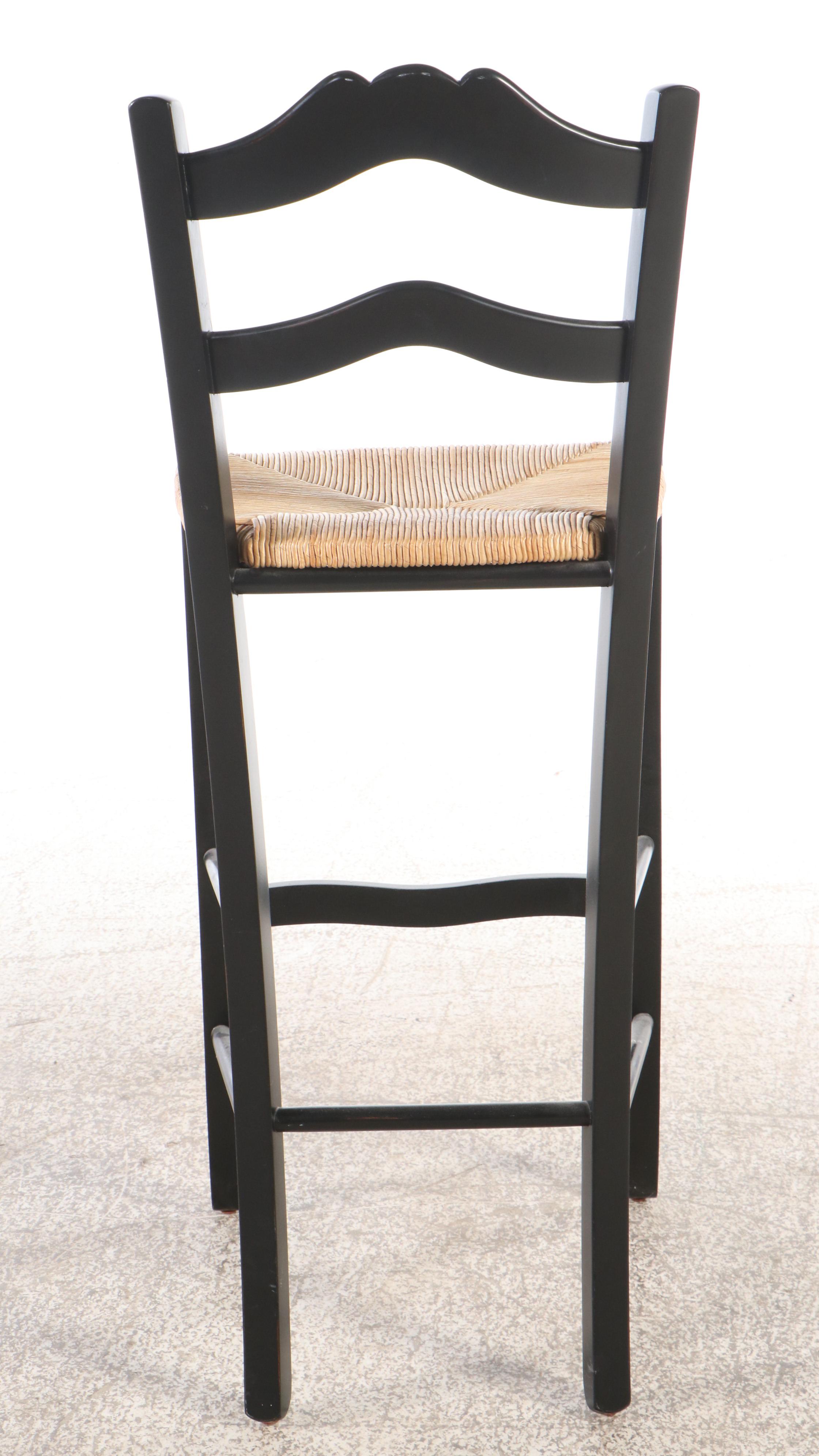 Pair of Contemporary Painted Barstools with Rush Seats