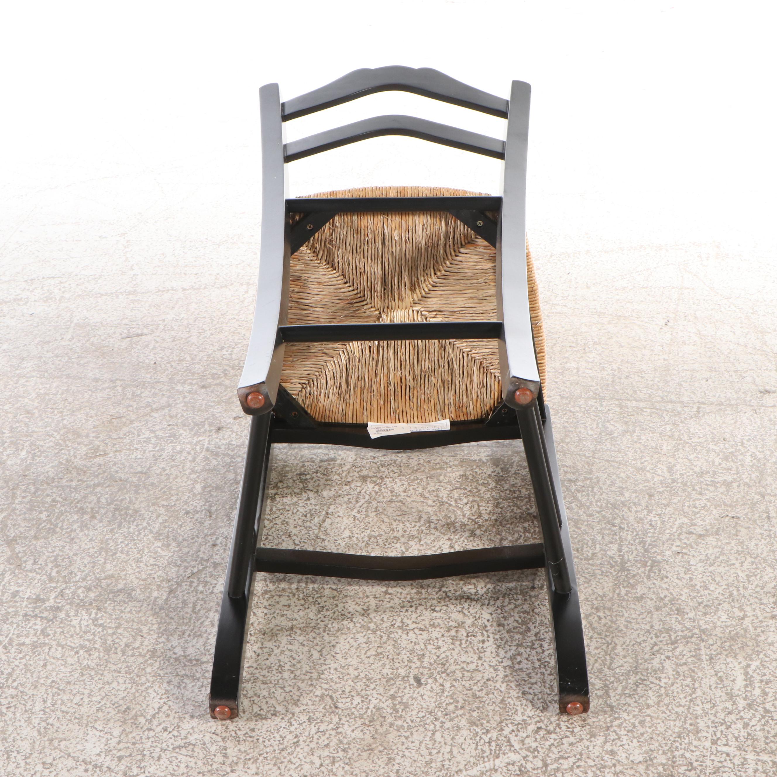 Pair of Contemporary Painted Barstools with Rush Seats