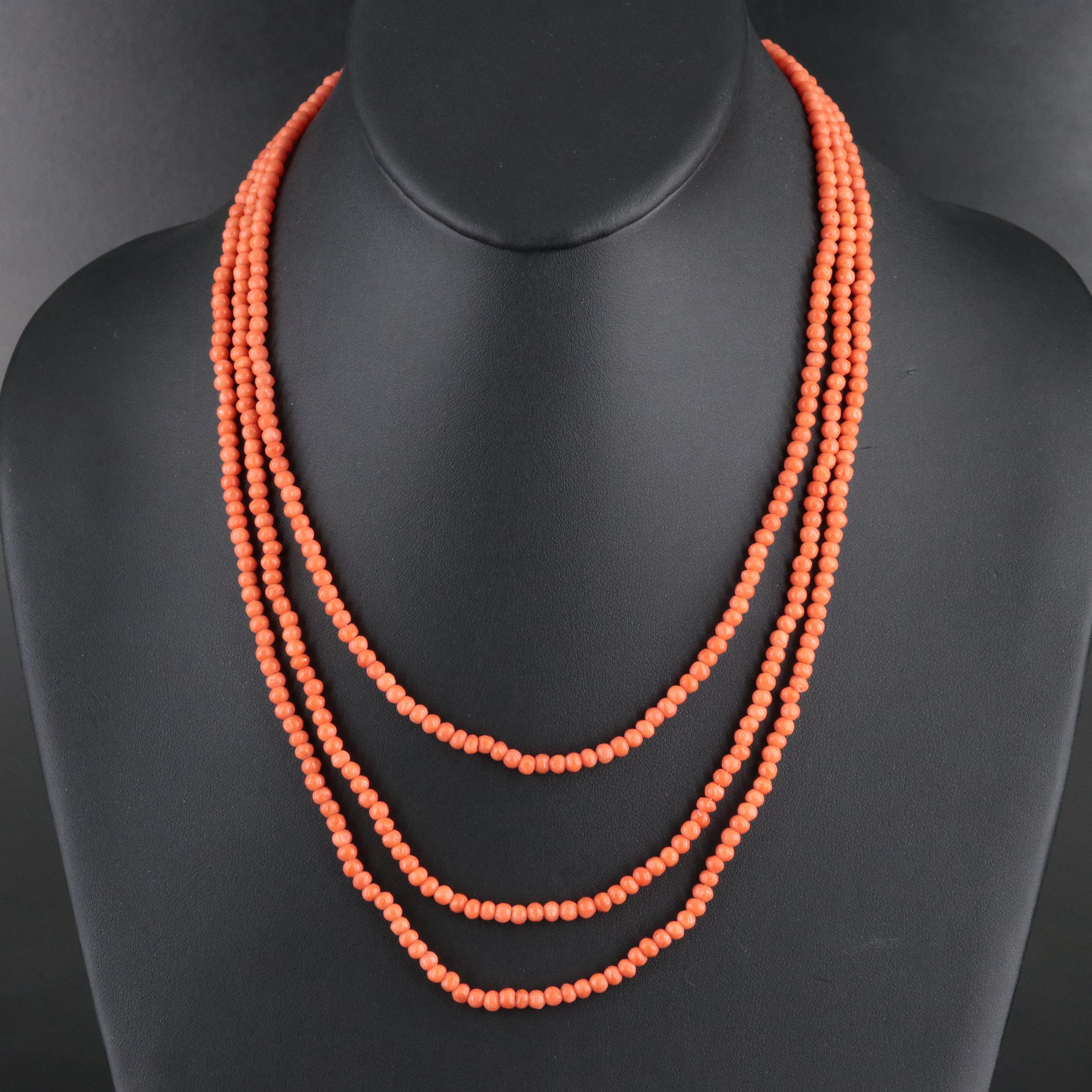 Coral Bead Necklace and Bracelet