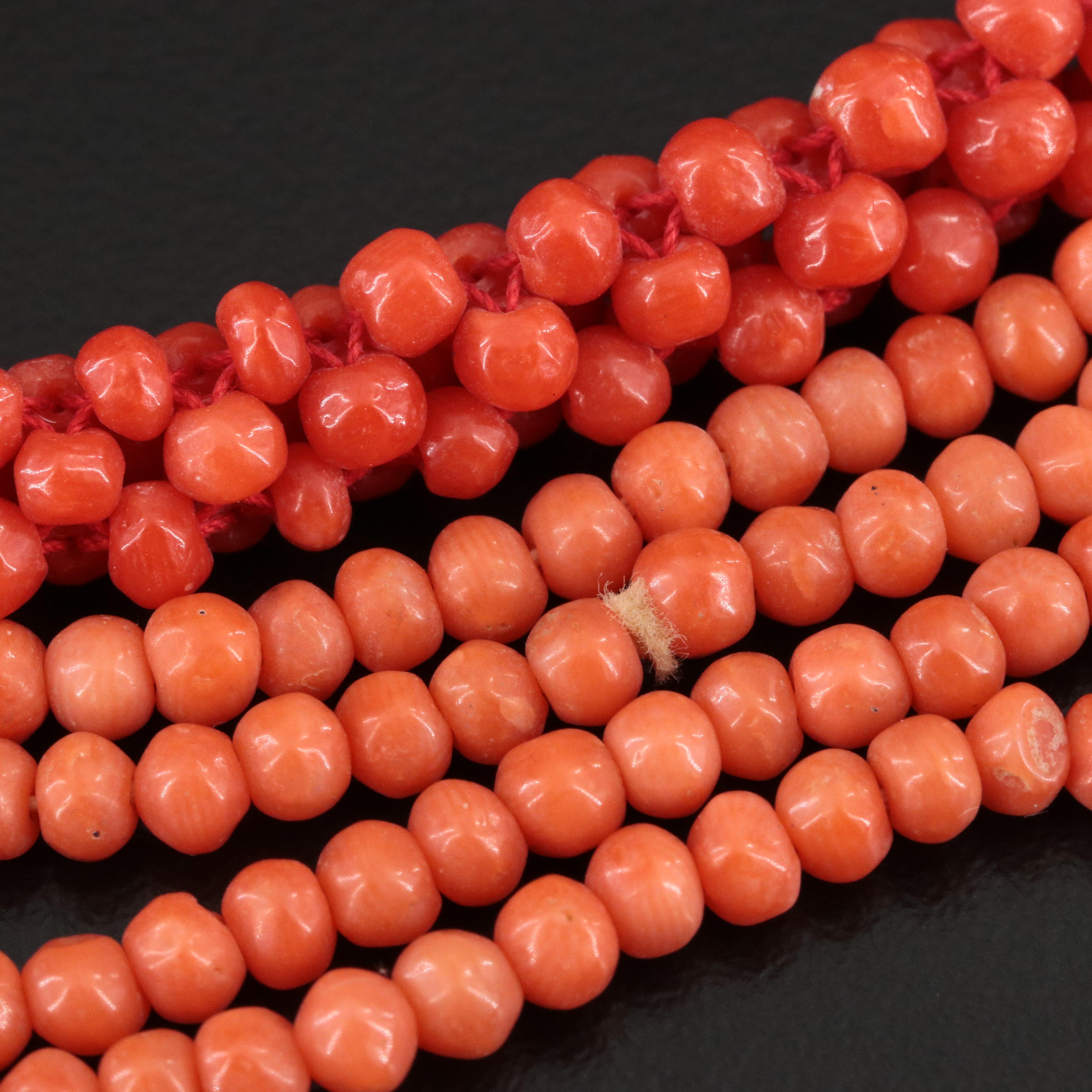 Coral Bead Necklace and Bracelet