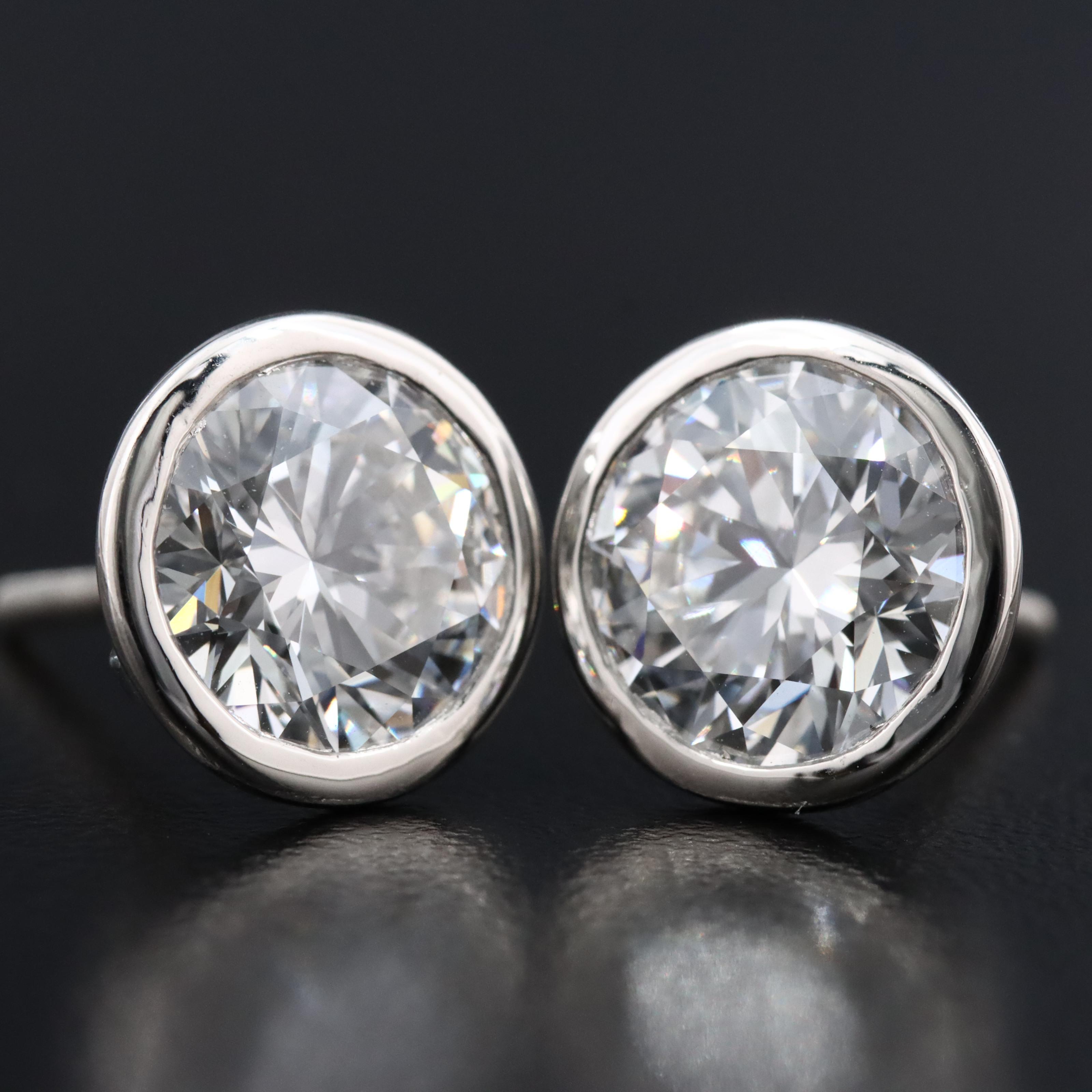 Platinum 5.07 CTW Lab Grown Diamond Solitaire Earrings with IGI Reports
