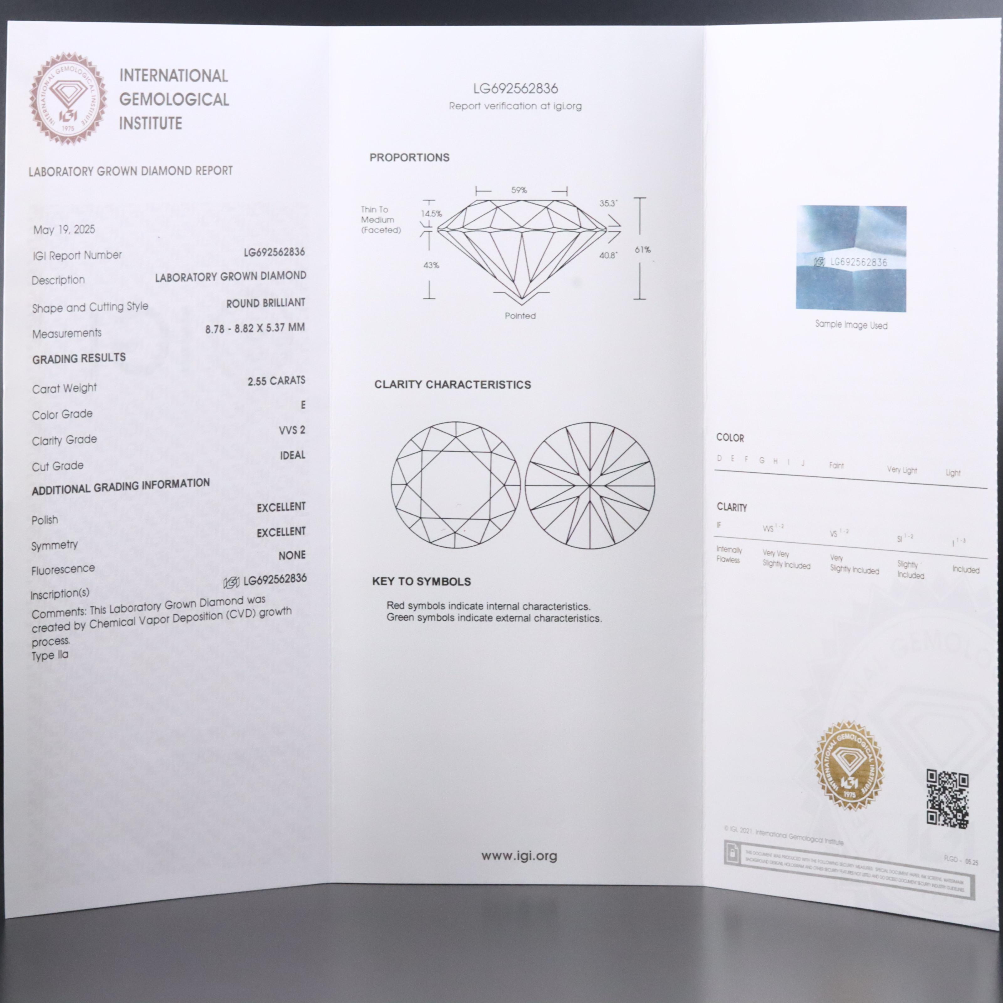 Platinum 5.07 CTW Lab Grown Diamond Solitaire Earrings with IGI Reports