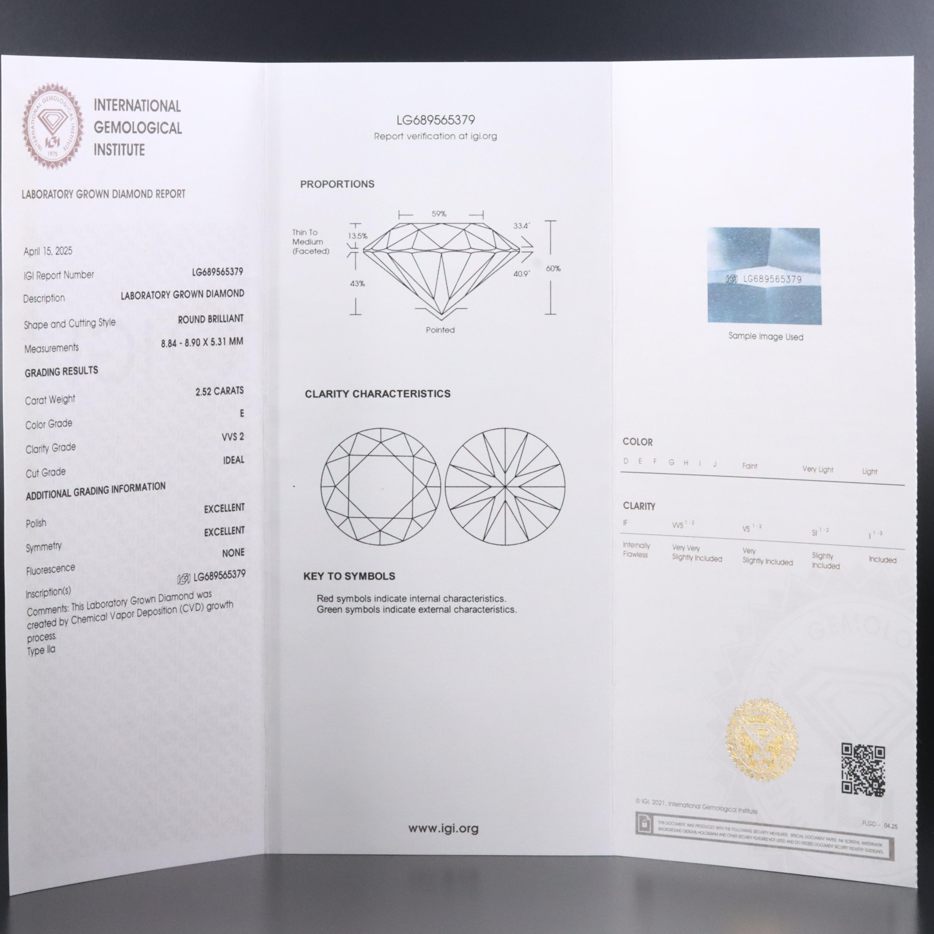 Platinum 5.07 CTW Lab Grown Diamond Solitaire Earrings with IGI Reports