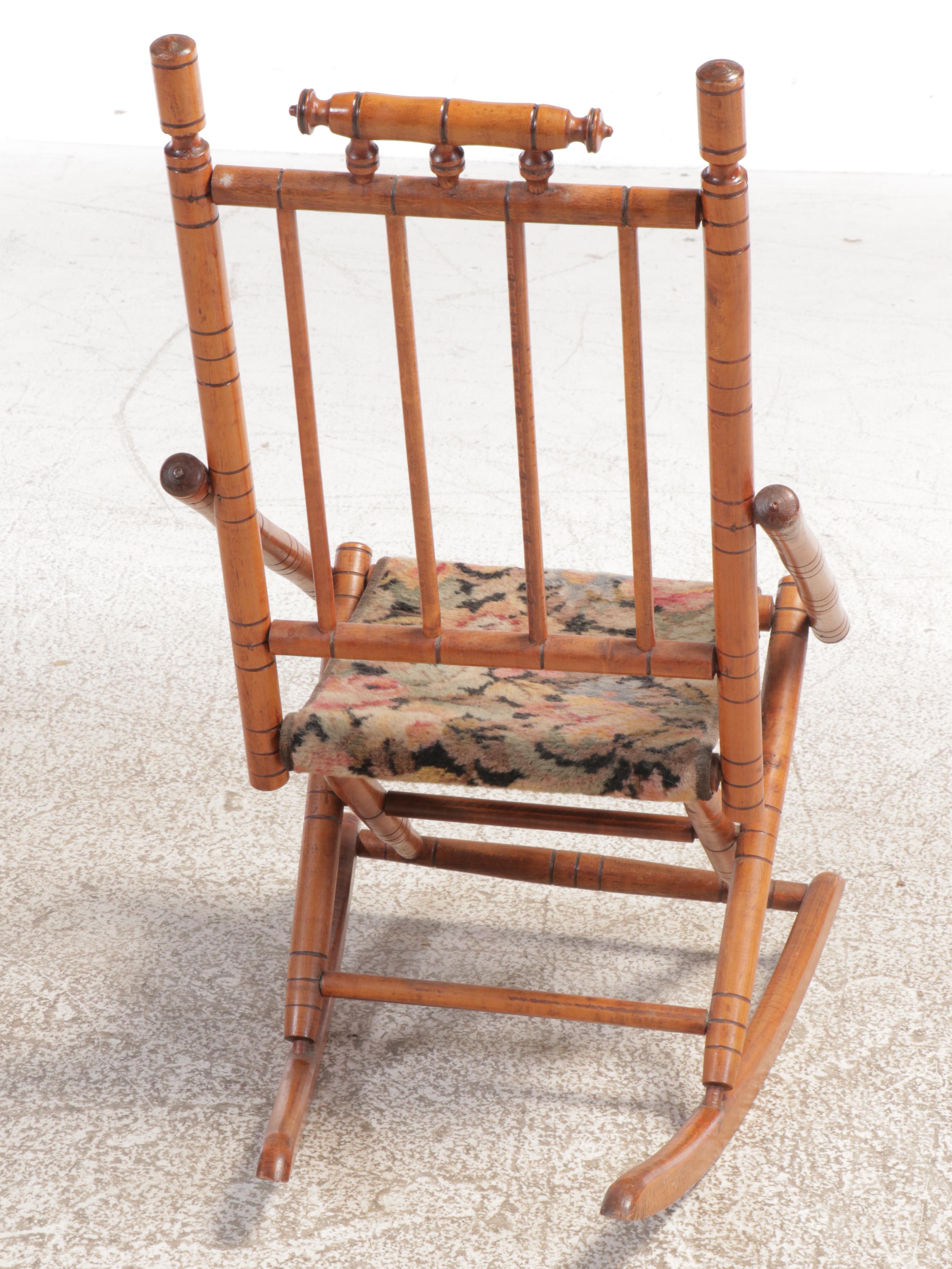 Hunzinger Style Walnut Rocking Chair, Early 20th Century