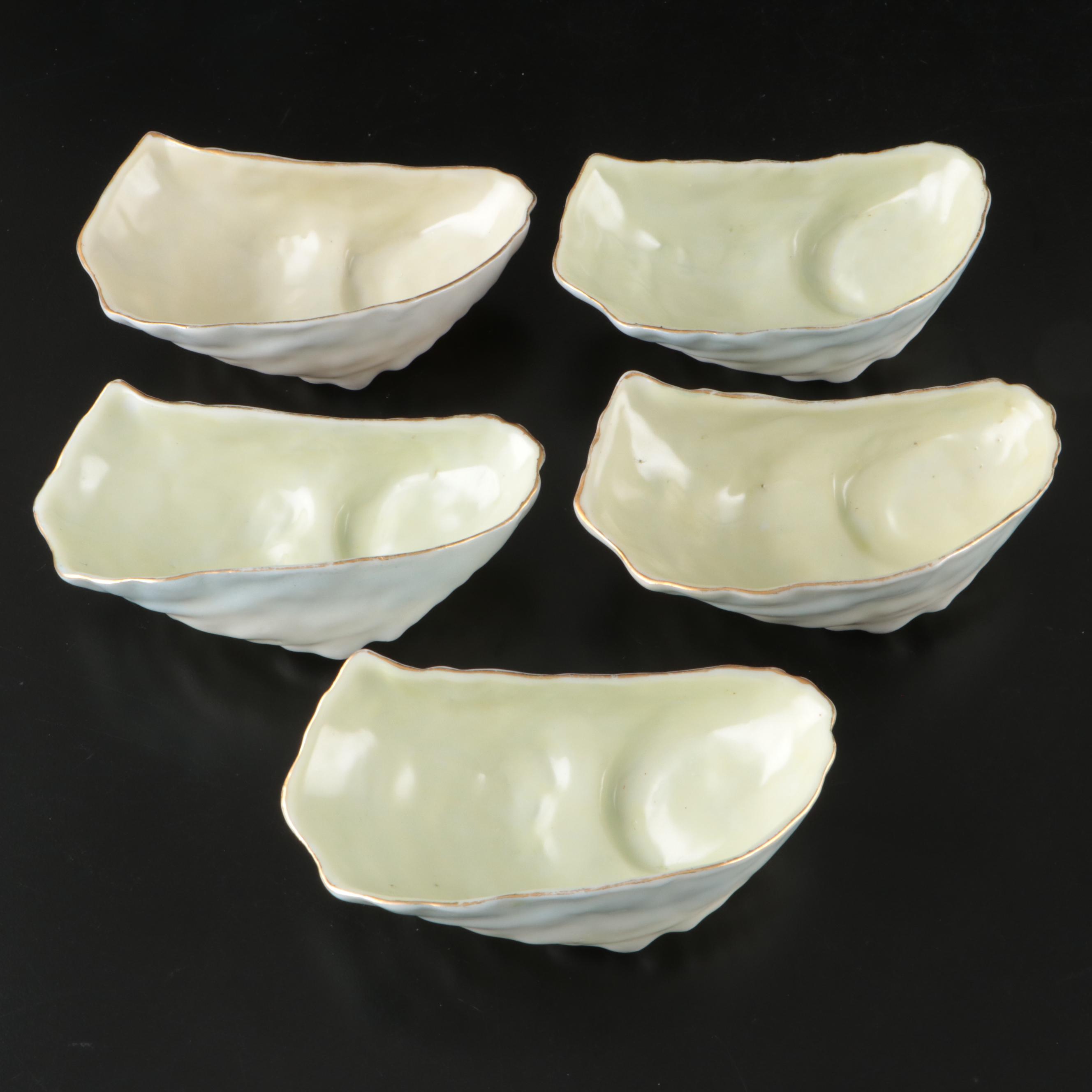 Gilt Porcelain Oyster Shooter Dishes