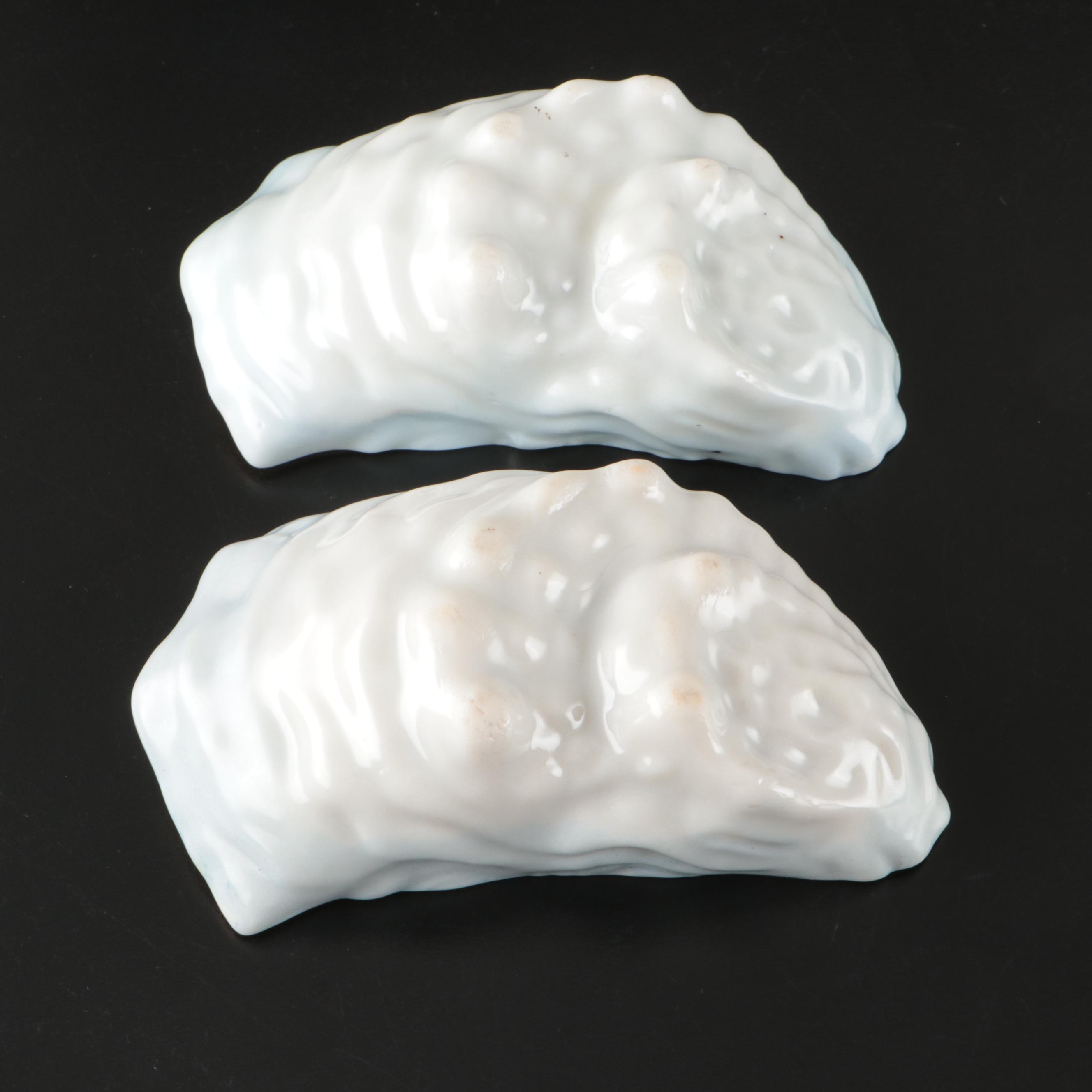 Gilt Porcelain Oyster Shooter Dishes