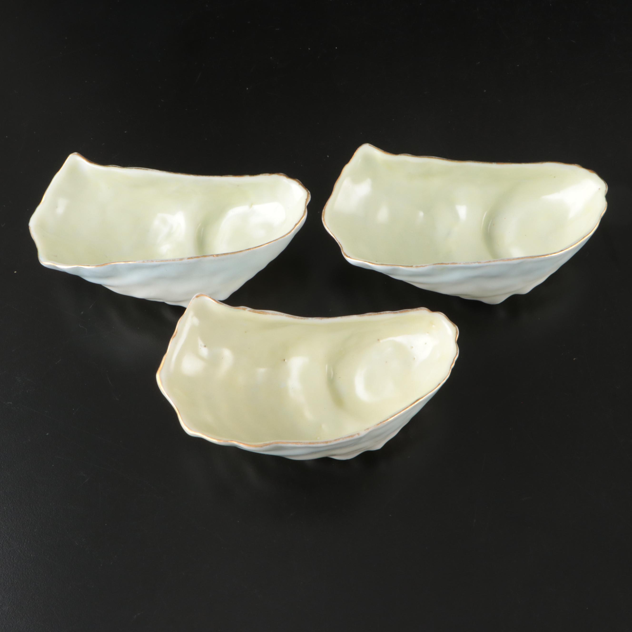 Gilt Porcelain Oyster Shooter Dishes
