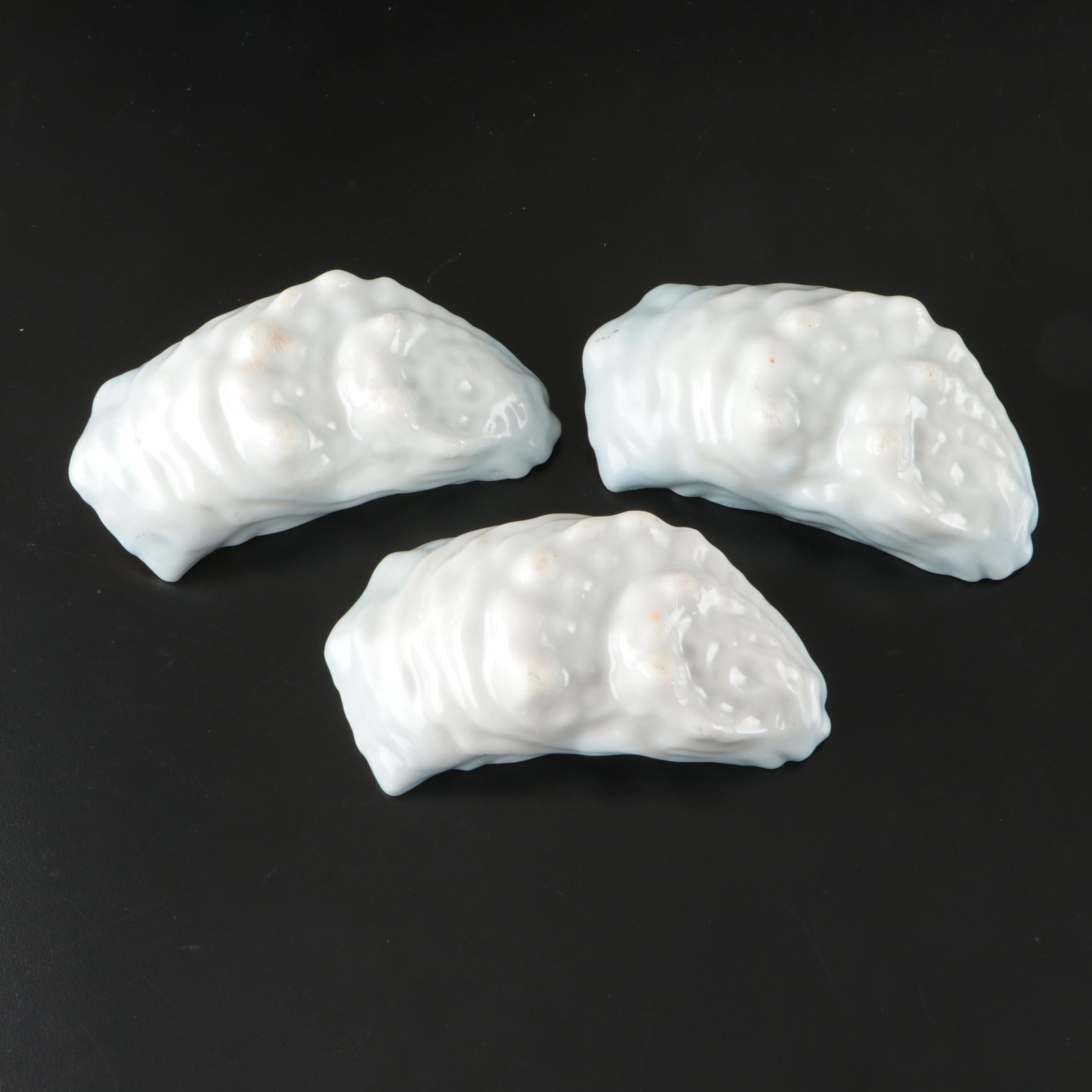 Gilt Porcelain Oyster Shooter Dishes