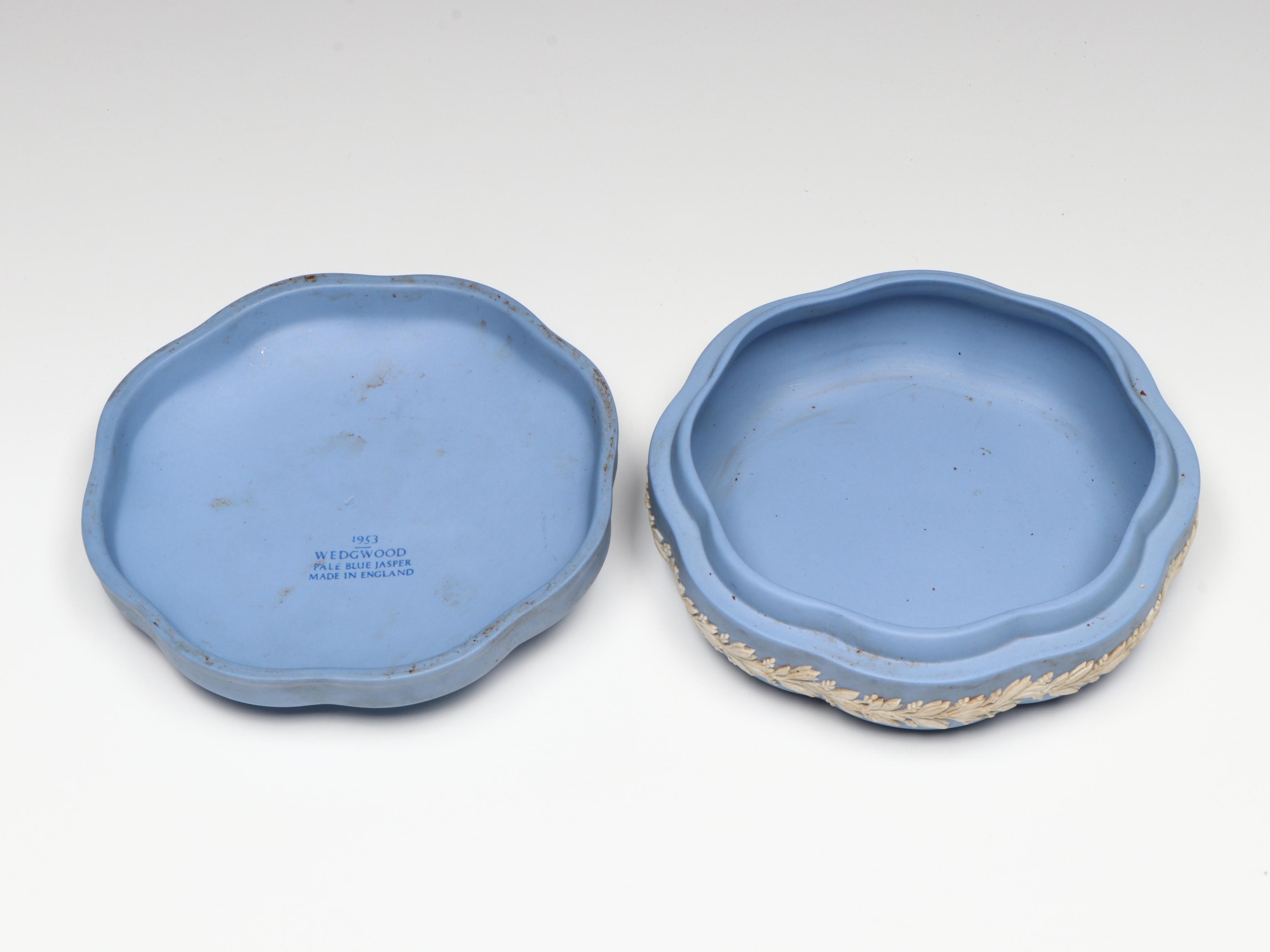 Wedgwood Pale Blue Jasperware Commemorative Duke of Edinburgh Box, 1953