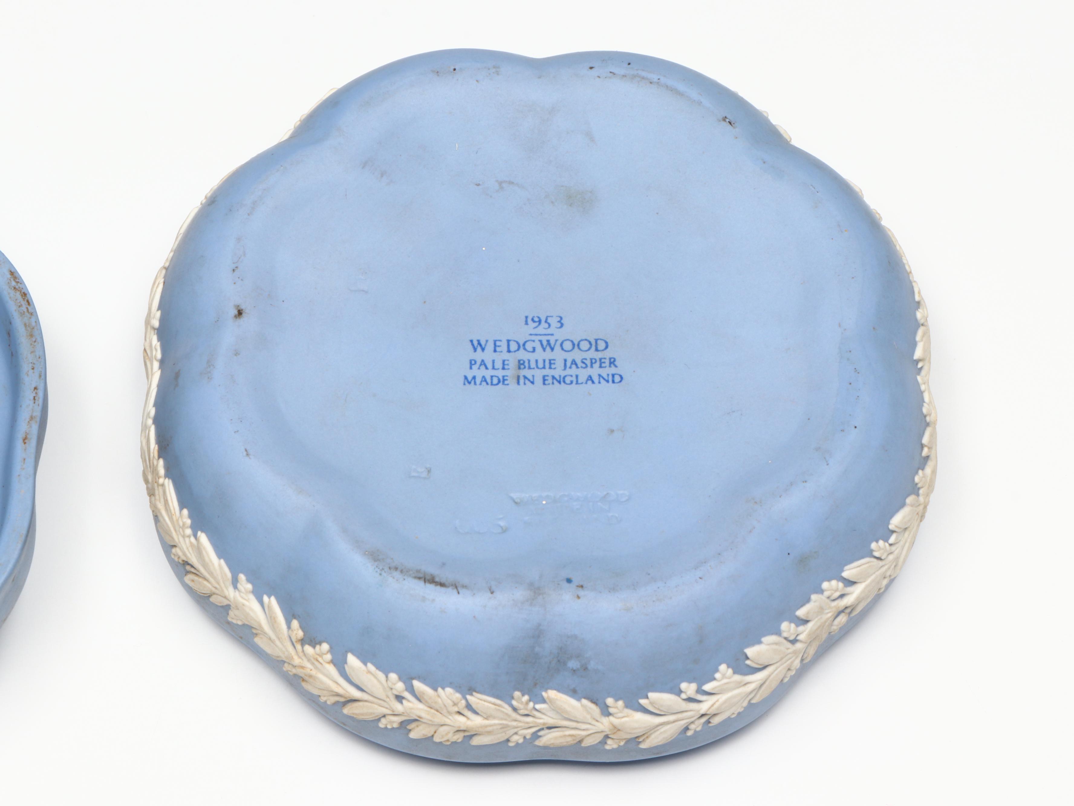 Wedgwood Pale Blue Jasperware Commemorative Duke of Edinburgh Box, 1953