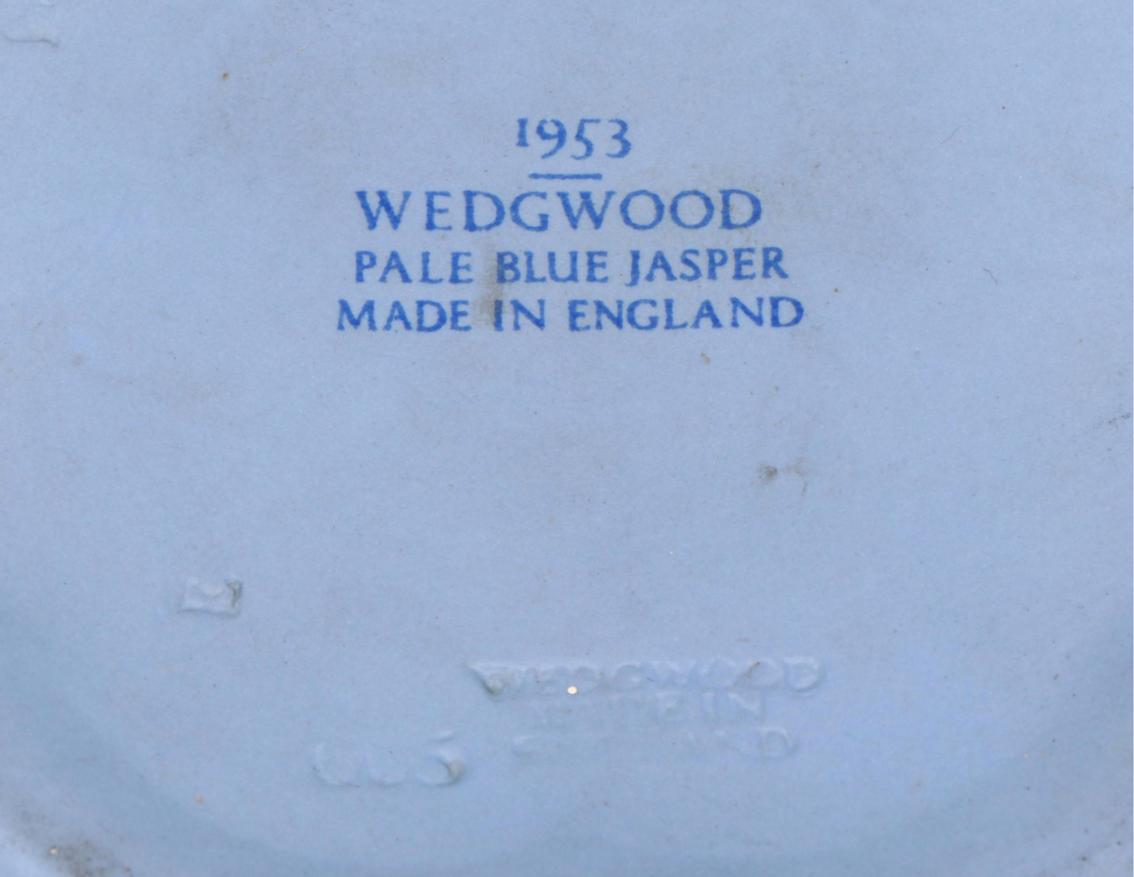 Wedgwood Pale Blue Jasperware Commemorative Duke of Edinburgh Box, 1953