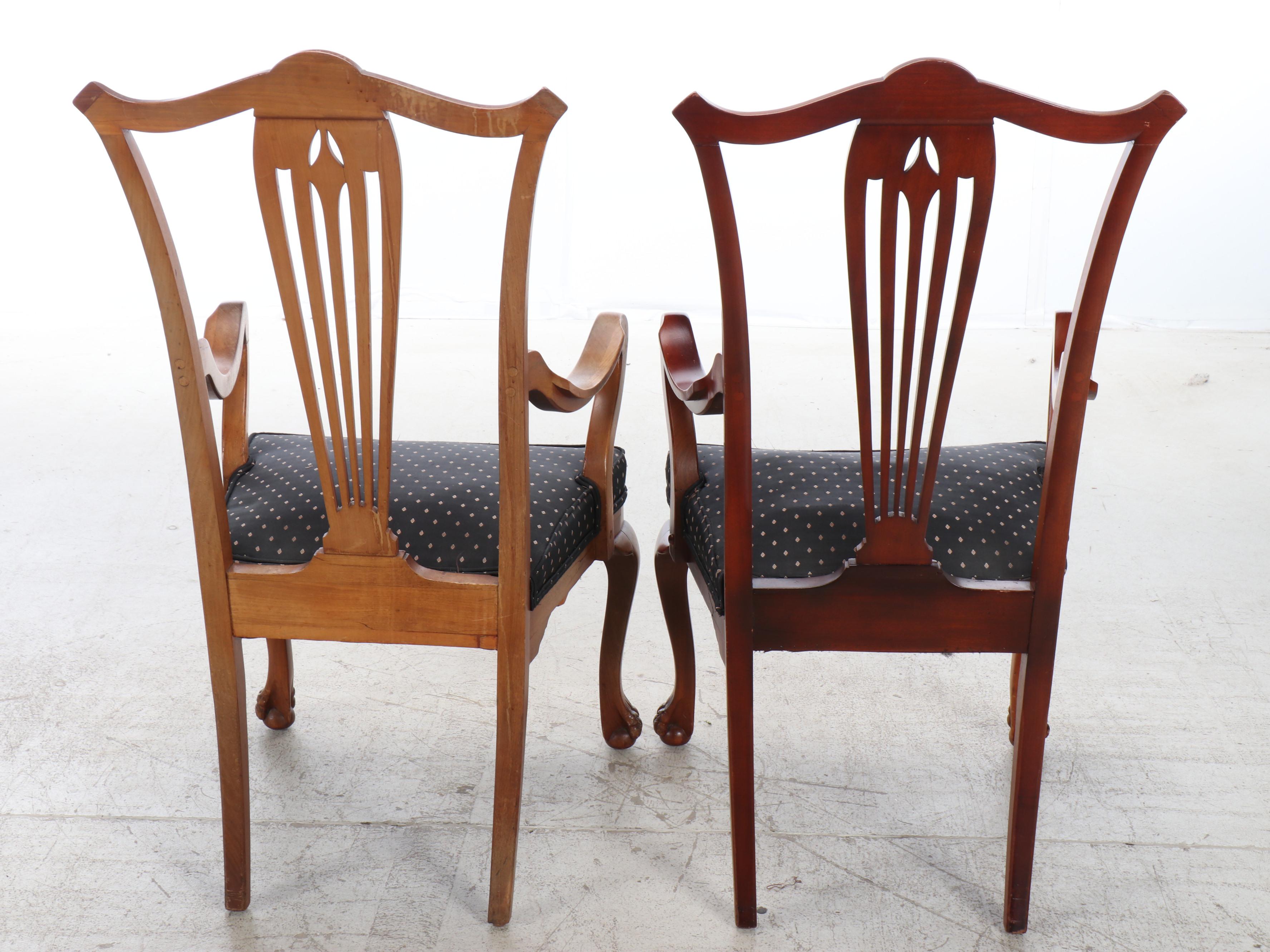 Pair of Chippendale Style Mahogany Armchairs, Late 20th Century