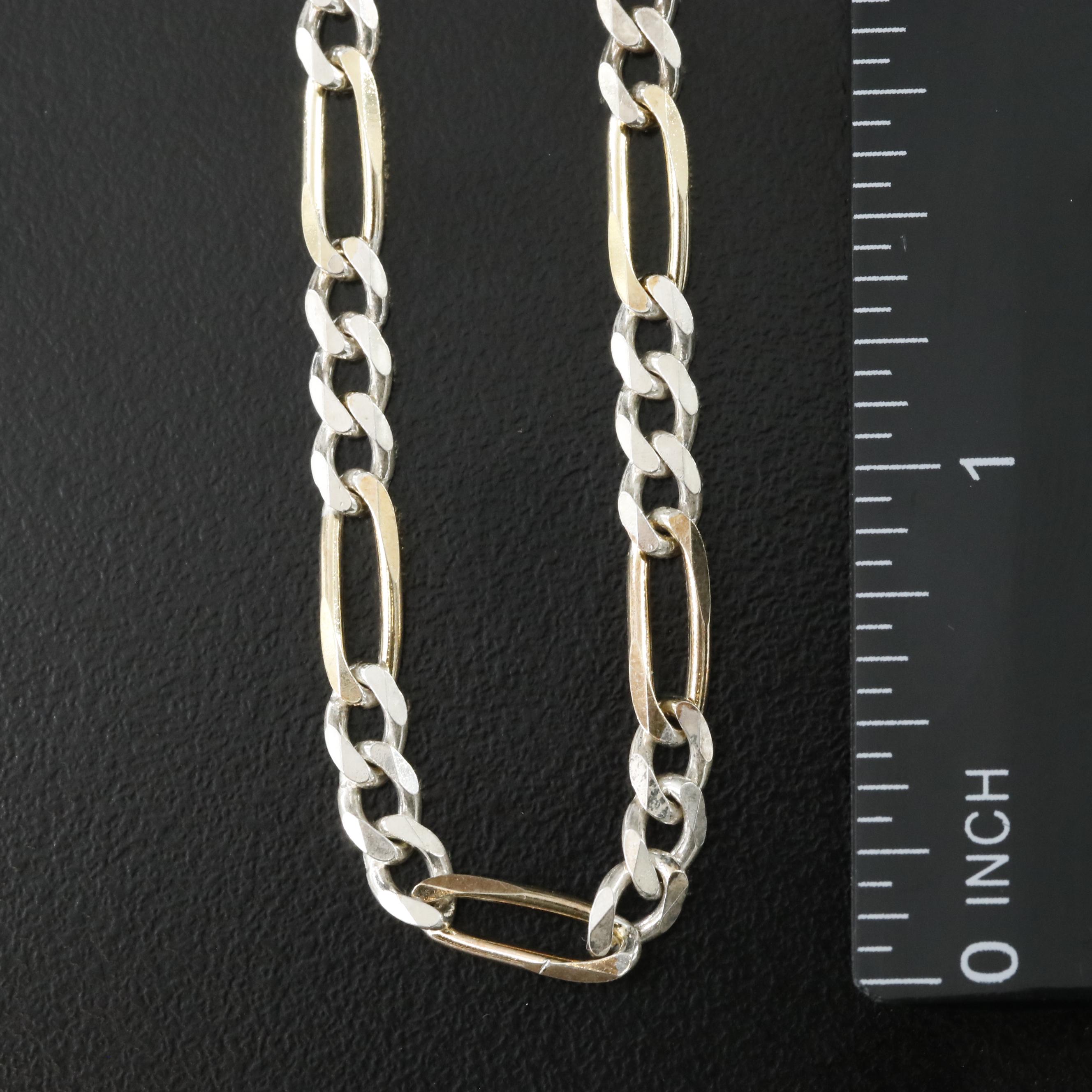 Sterling Two-Tone Figaro Chain Necklace