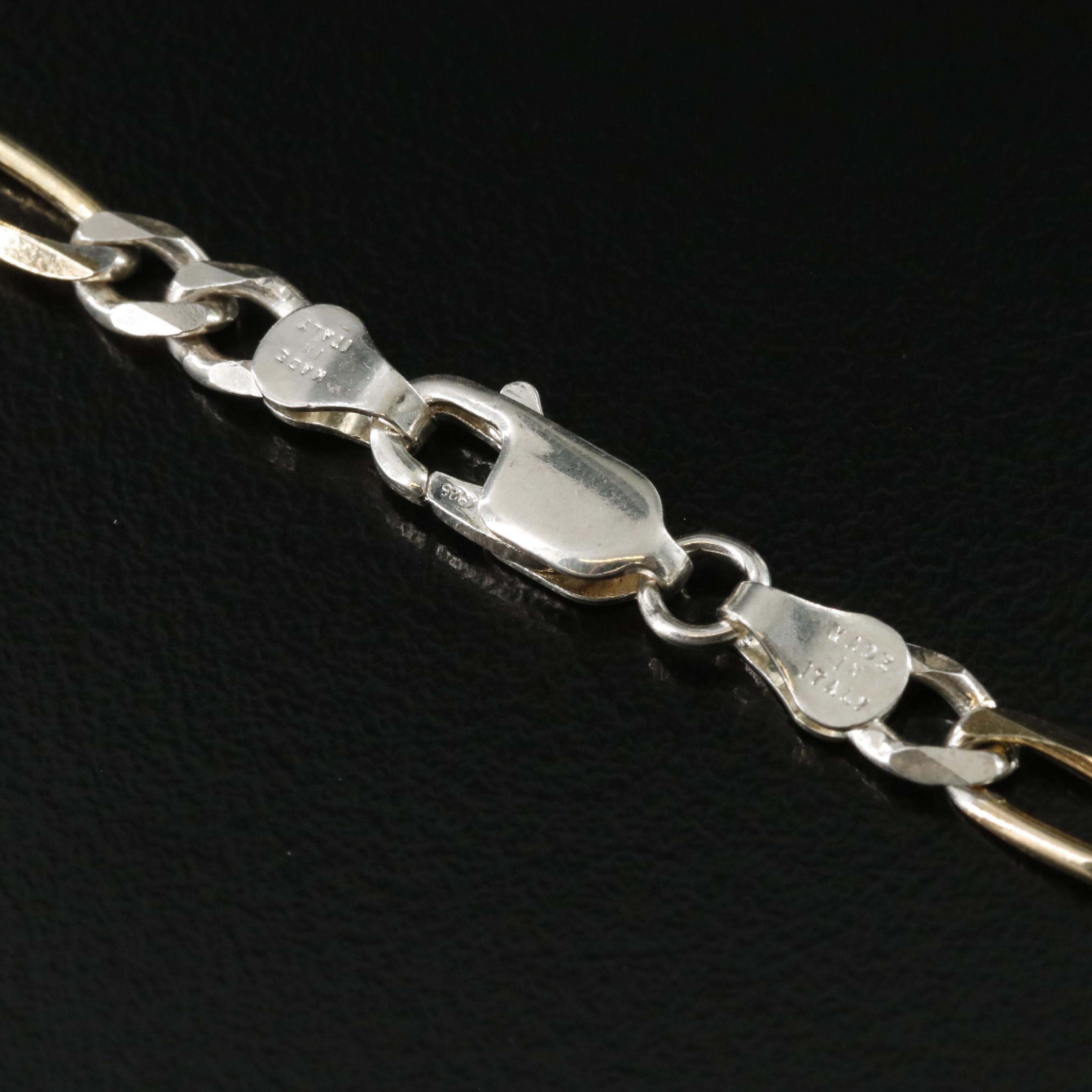 Sterling Two-Tone Figaro Chain Necklace