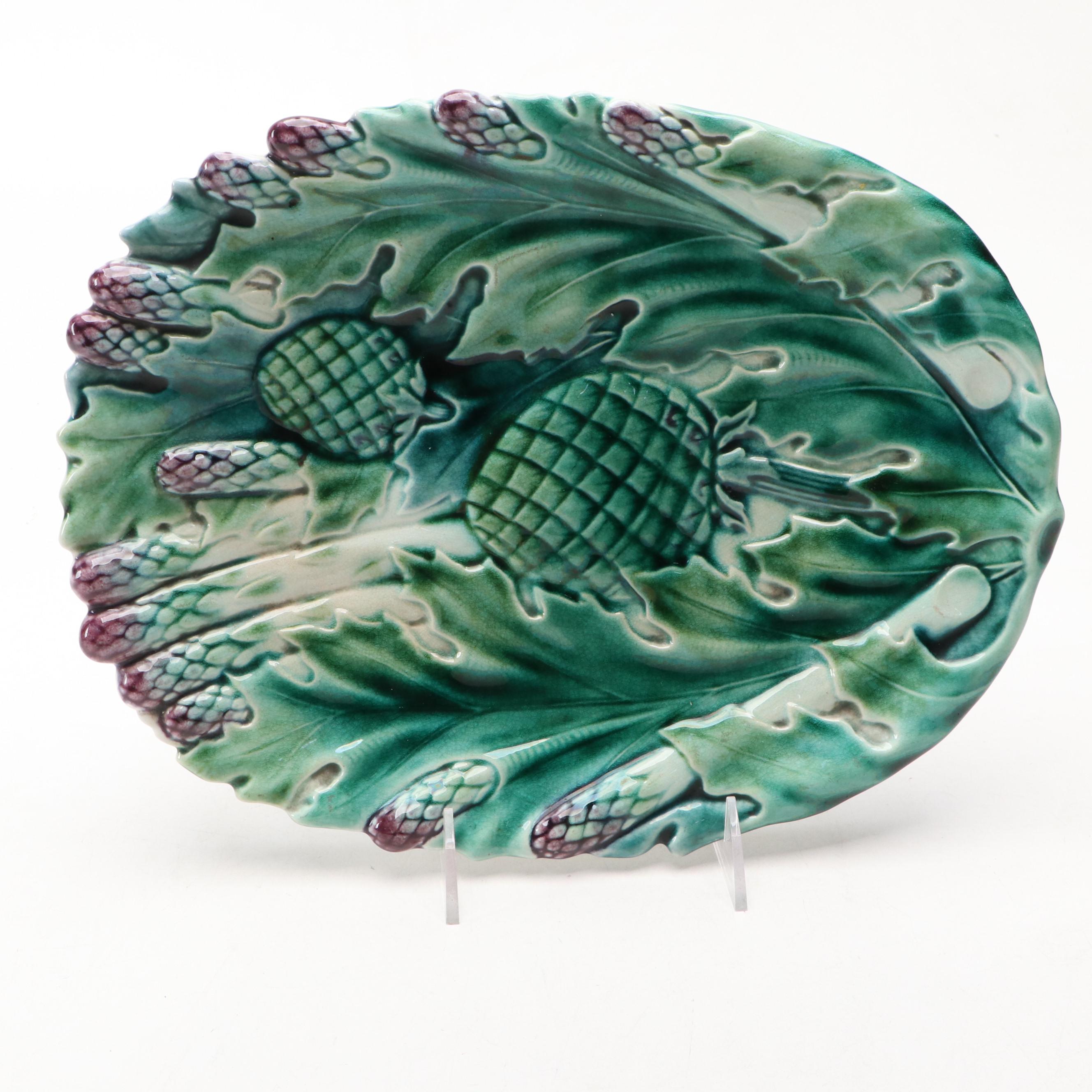Tin-Glazed Ceramic Asparagus Serving Dishes