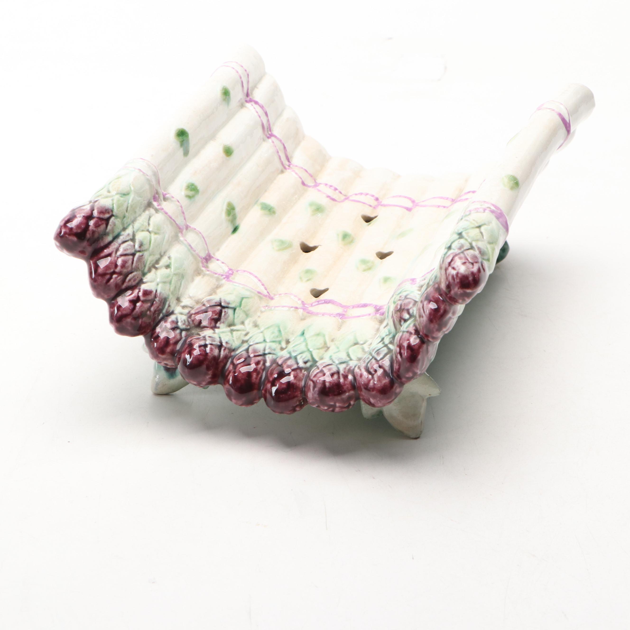 Tin-Glazed Ceramic Asparagus Serving Dishes