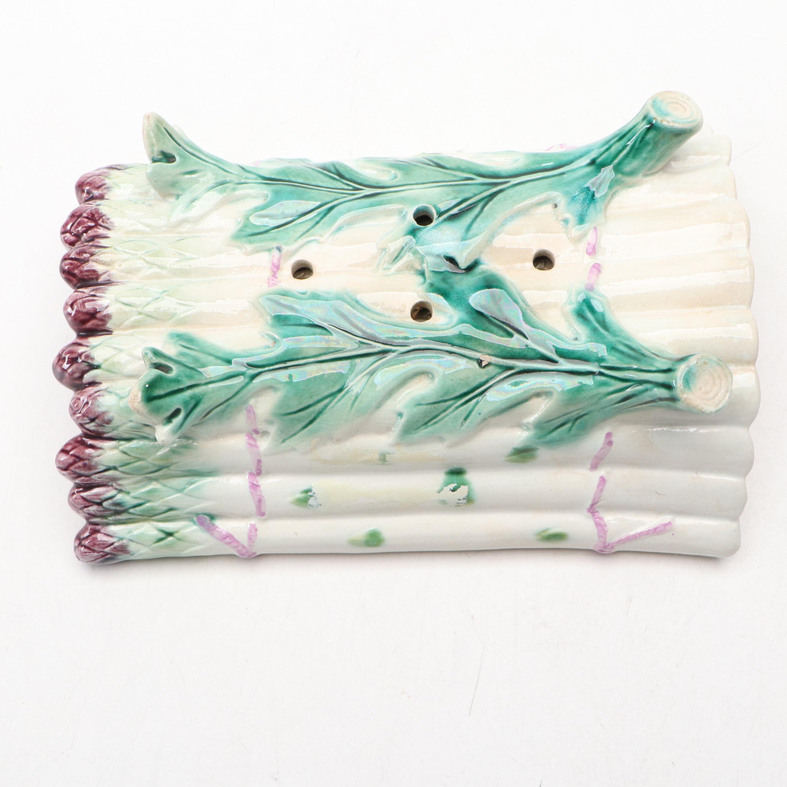 Tin-Glazed Ceramic Asparagus Serving Dishes