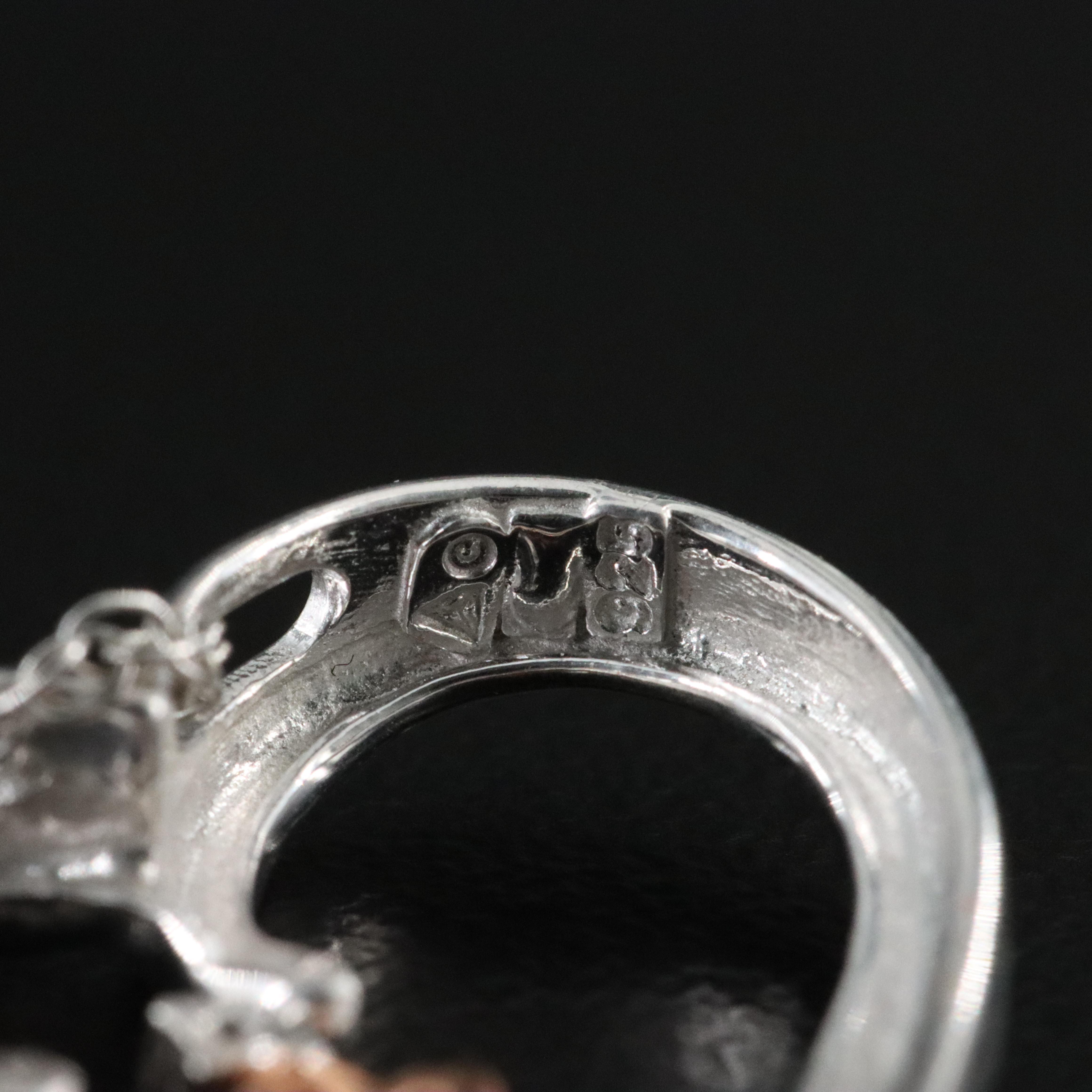 Sterling CZ "Mom" Pendant Necklace with Rose Tone Accent