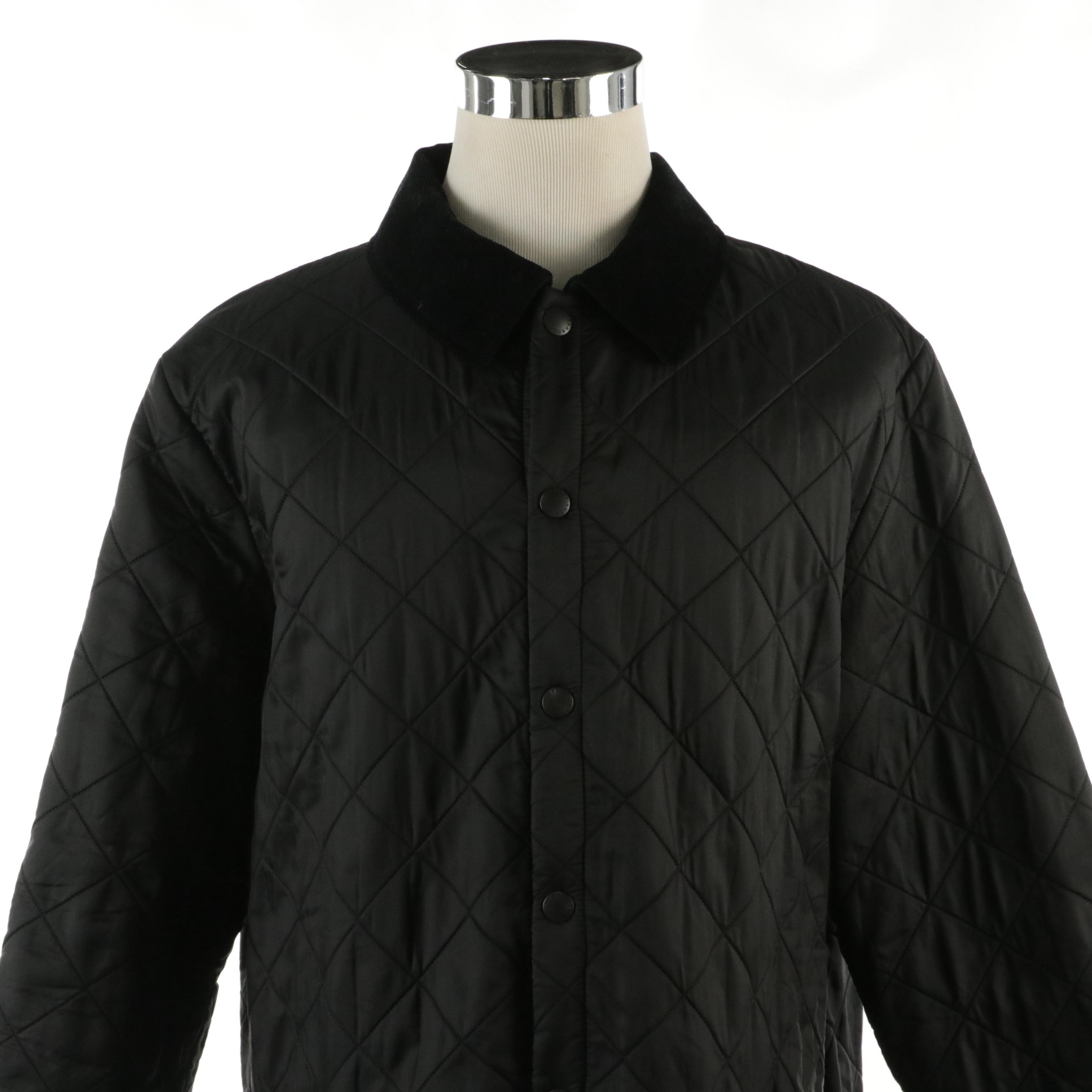 Men's Barbour Quilted Nylon Coat & Johnson Woolen Mills Buffalo Check Wool Shirt